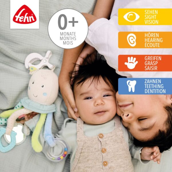 Fehn Sensory Activity Octopus Toy - Soft & Interactive Baby Toy for Early Learning & Development - Perfect for Playtime, Autism Therapy & Sensory Exploration