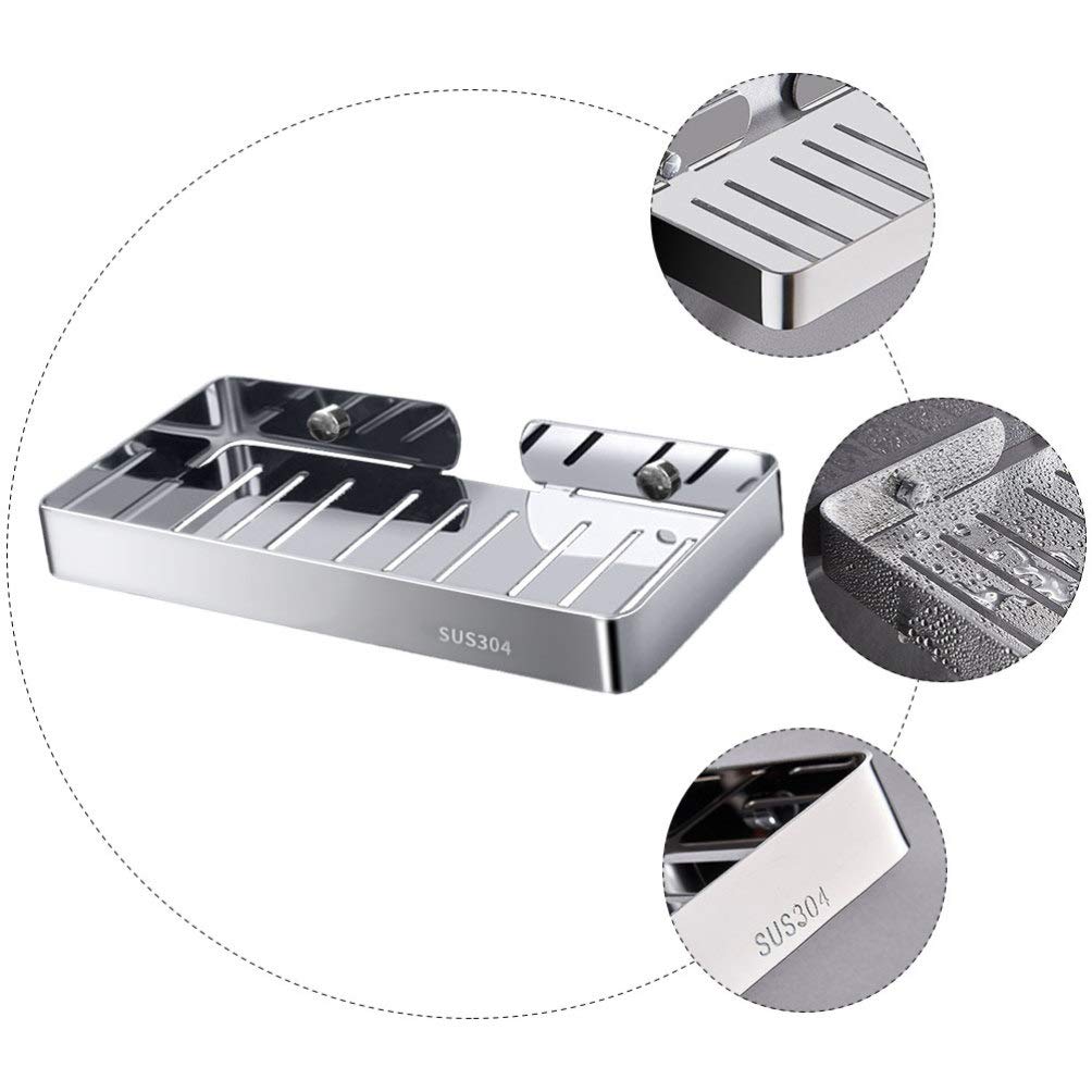 Wall Mounted Soap Holder - No Drill Bathroom Soap Organizer with Storage Dish, Rustproof Wall Hanging Soap Case for Shower, Kitchen Sink & Vanity - Practical Soap Container for Home & Office Use
