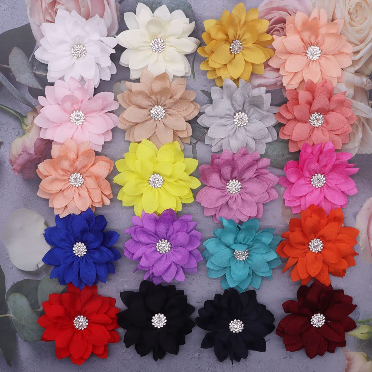 10Pcs Baby Girl Hair Bow Clips - Floral Barrettes with Grosgrain Satin Flowers for Infants, Toddlers & Kids - Multiple Colors - Perfect for Parties, Photos & Daily Outfits