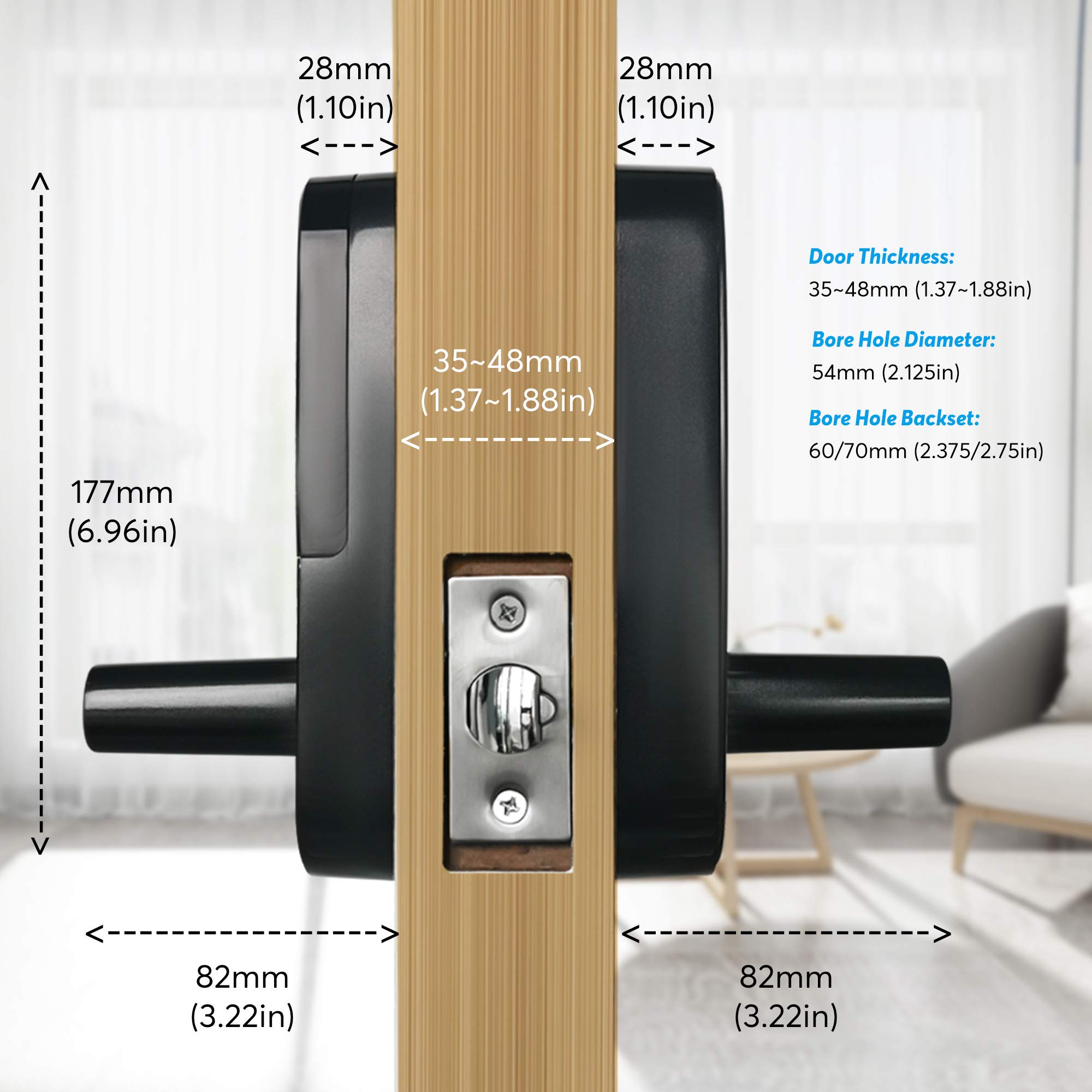 TTLock Smart Door Lock - Bluetooth Fingerprint & Touchscreen Keyless Entry, Auto-Locking Smart Lock for Front Door, Office, Apartment, Garage - Perfect for Home Security & Hands-Free Access