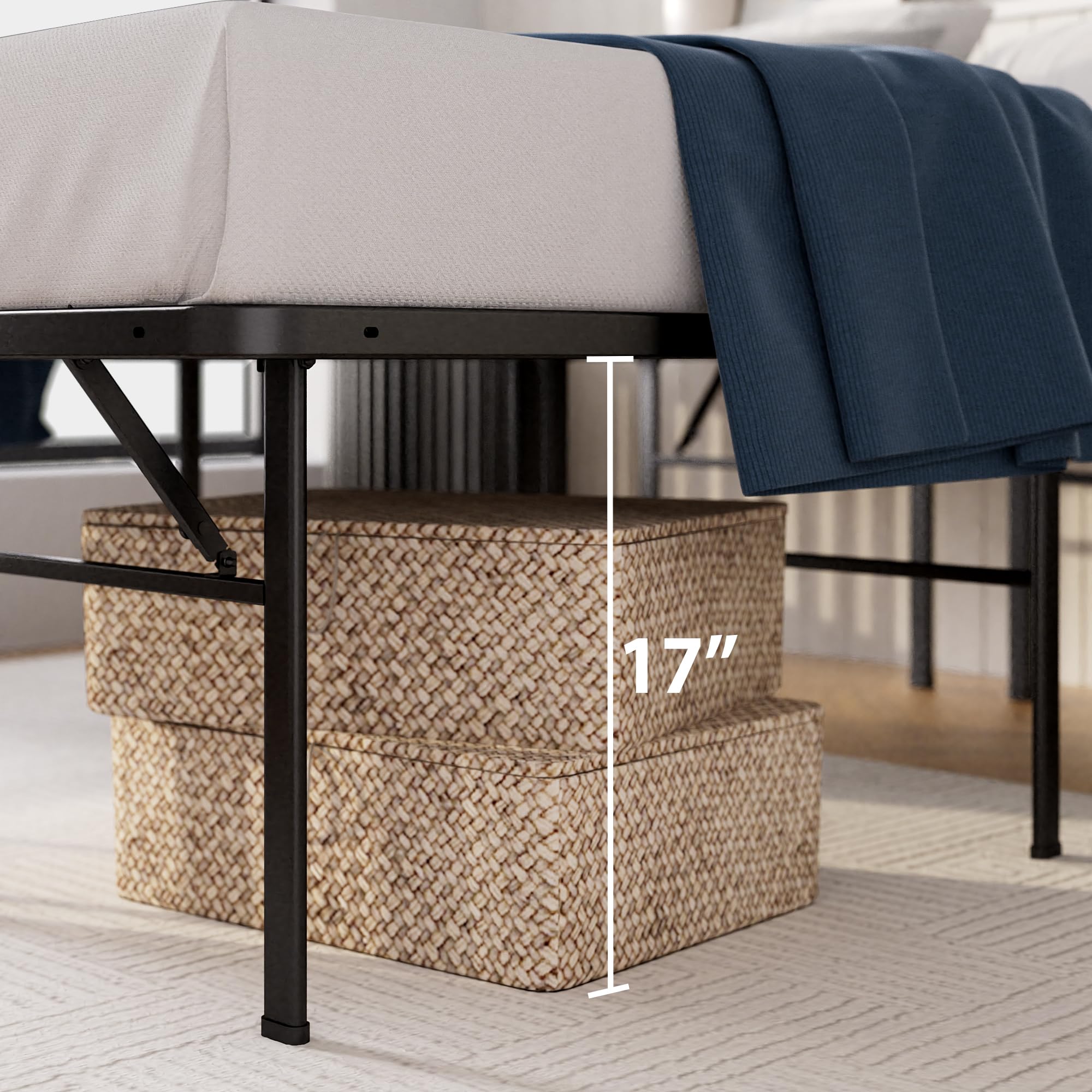 ZINUS SmartBase Heavy Duty Mattress Foundation - 18 Inch Metal Platform Bed Frame with Sturdy Steel Construction | No Box Spring Needed | Underbed Storage Space | Perfect for Twin XL Beds | Ideal for Dorm Rooms, Guest Rooms & Small Apartments