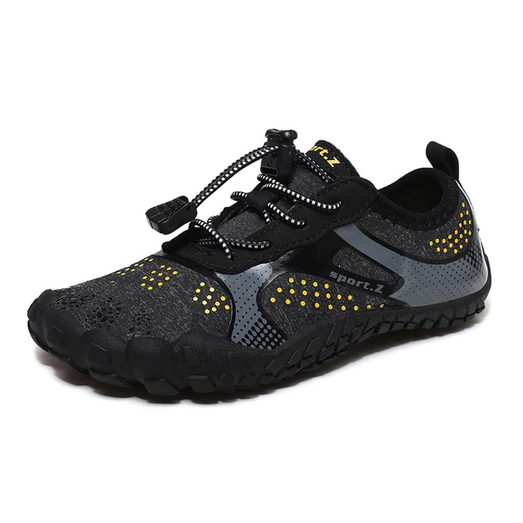 XyyrYS Men's Quick-Dry Water Shoes - Barefoot Swim Shoes for Beach, Surfing, Boating, Snorkeling & Yoga - Breathable Aqua Shoes for Water Sports & Lake Activities (Black, Size 35) - Perfect for Swimming, Kayaking and Outdoor Adventures