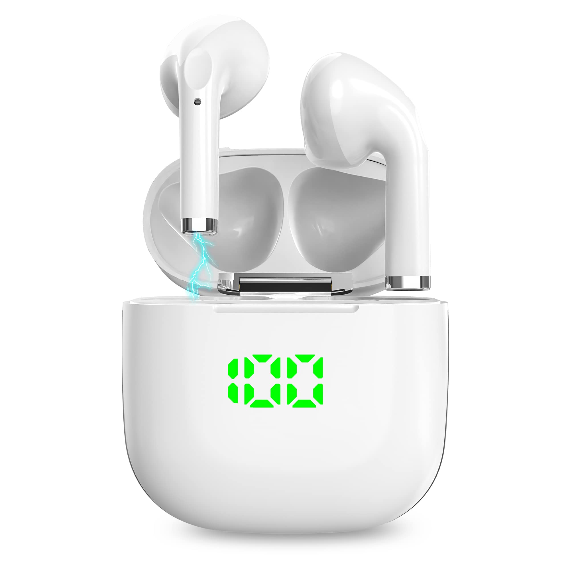 **AMAFACE White Bluetooth Earbuds - Wireless in-Ear Headphones with Charging Case, IPX5 Waterproof, Deep Bass, Touch Control & Built-in Mic, 24H Playtime - Perfect for Gym, Running, Workout, Travel, Office & Commuting | Sweatproof Sports Earbuds Compatible with iPhone & Android | Great for Music, Calls & Podcasts | Ideal for Fitness, Commuters & Remote Work | Best for Workouts, Running, Travel & Office Use | Enjoy High-Quality Sound for Exercise, Daily Commute & Relaxation**
