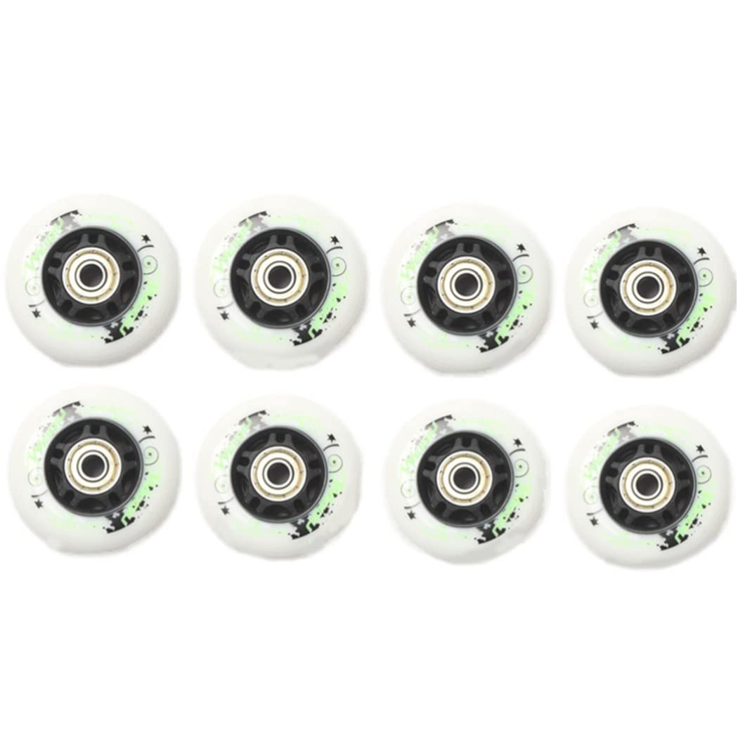 KEZaiZHe 8 Pack 64mm/68mm 85A PU Inline Skate Wheels - High Performance Indoor Outdoor Speed Skating Replacement Wheels for Kids & Adults (Green, 64mm) - Perfect for Rollerblading, Fitness Skating & Recreational Use