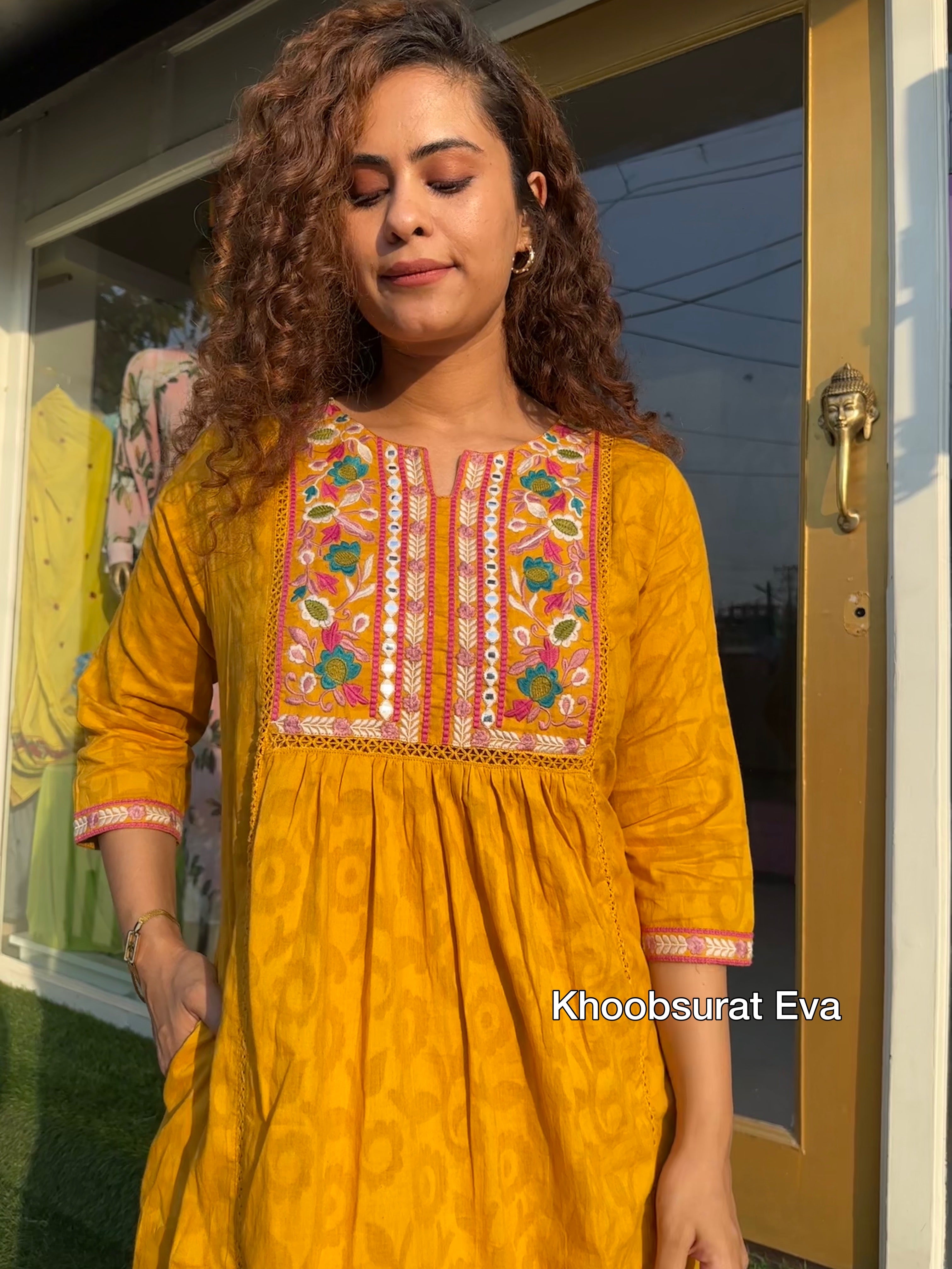 Stylish Yellow Embroidered Cotton Coord Set for Women - Perfect for Summer Outfits, Beach Vacations & Casual Wear