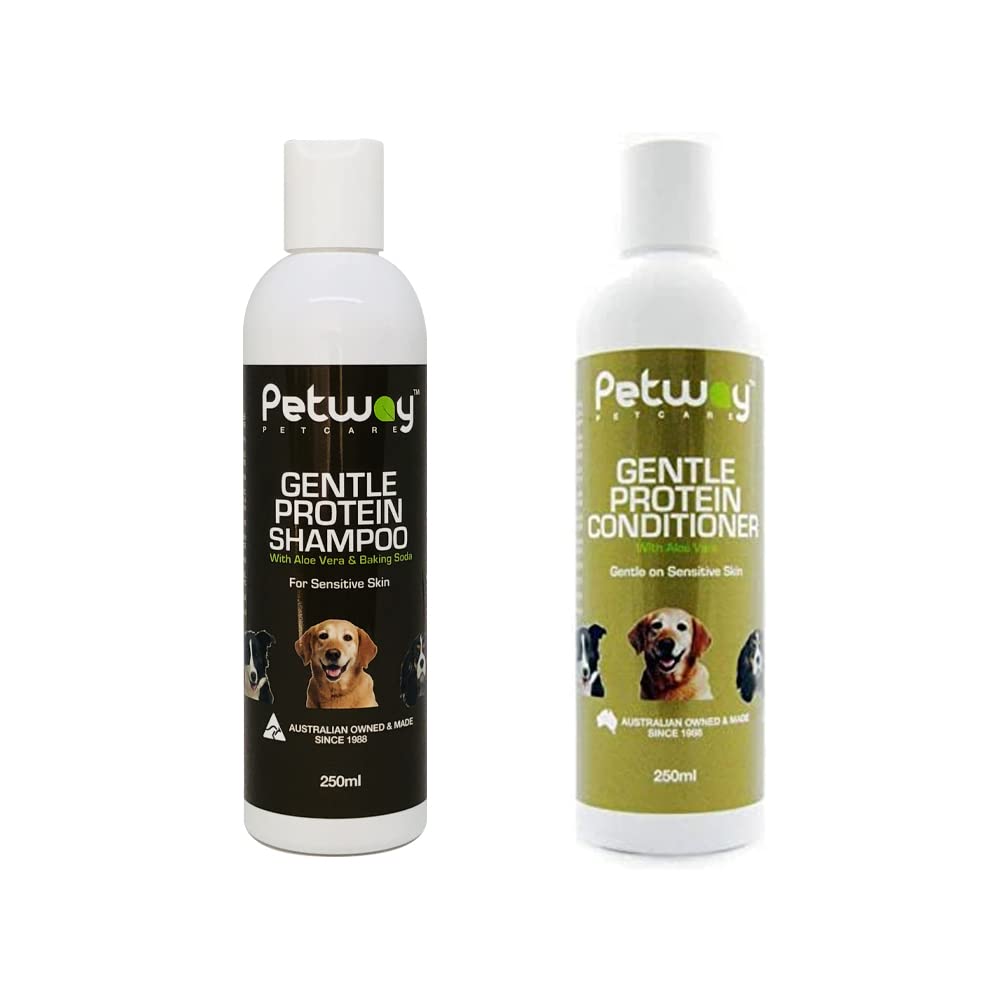 Gentle Protein Pet Shampoo & Conditioner Set for Dogs & Cats - Hypoallergenic, Moisturizing & Soothing - Perfect for Bath Time & Grooming at Home