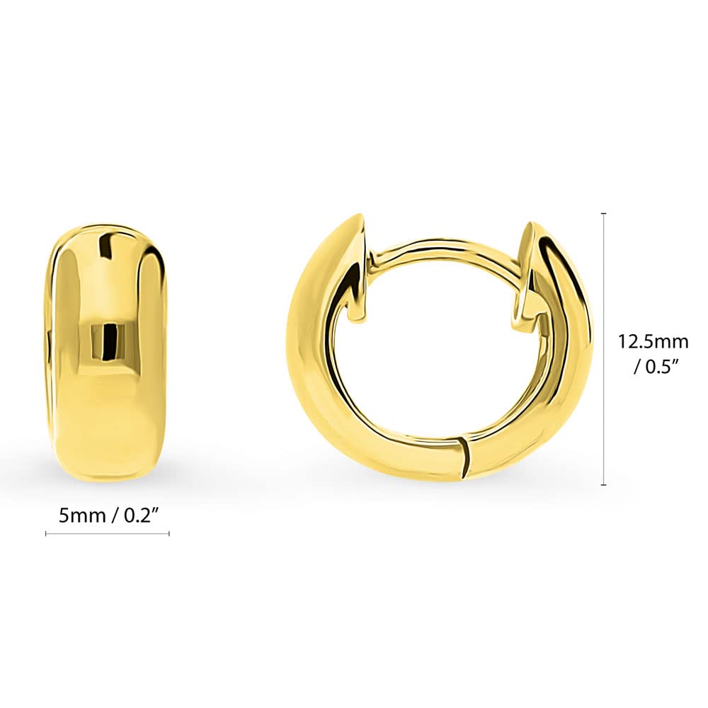 BERRICLE Sterling Silver Dome Huggie Hoop Earrings for Women - Rhodium Plated & Gold Flashed Fashion Jewelry (2 Pairs) | Perfect for Everyday Wear, Parties & Gifts
