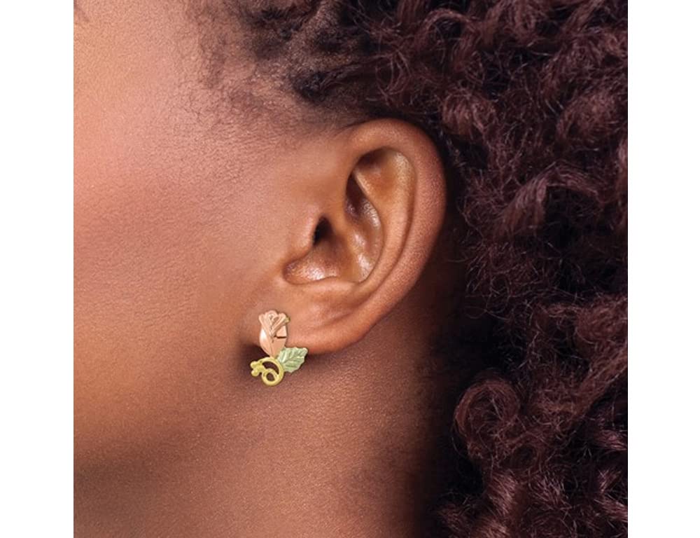 10K Yellow Gold and Rose Gold Floral Stud Earrings for Women - Elegant Flower Design for Everyday Wear, Parties & Special Occasions