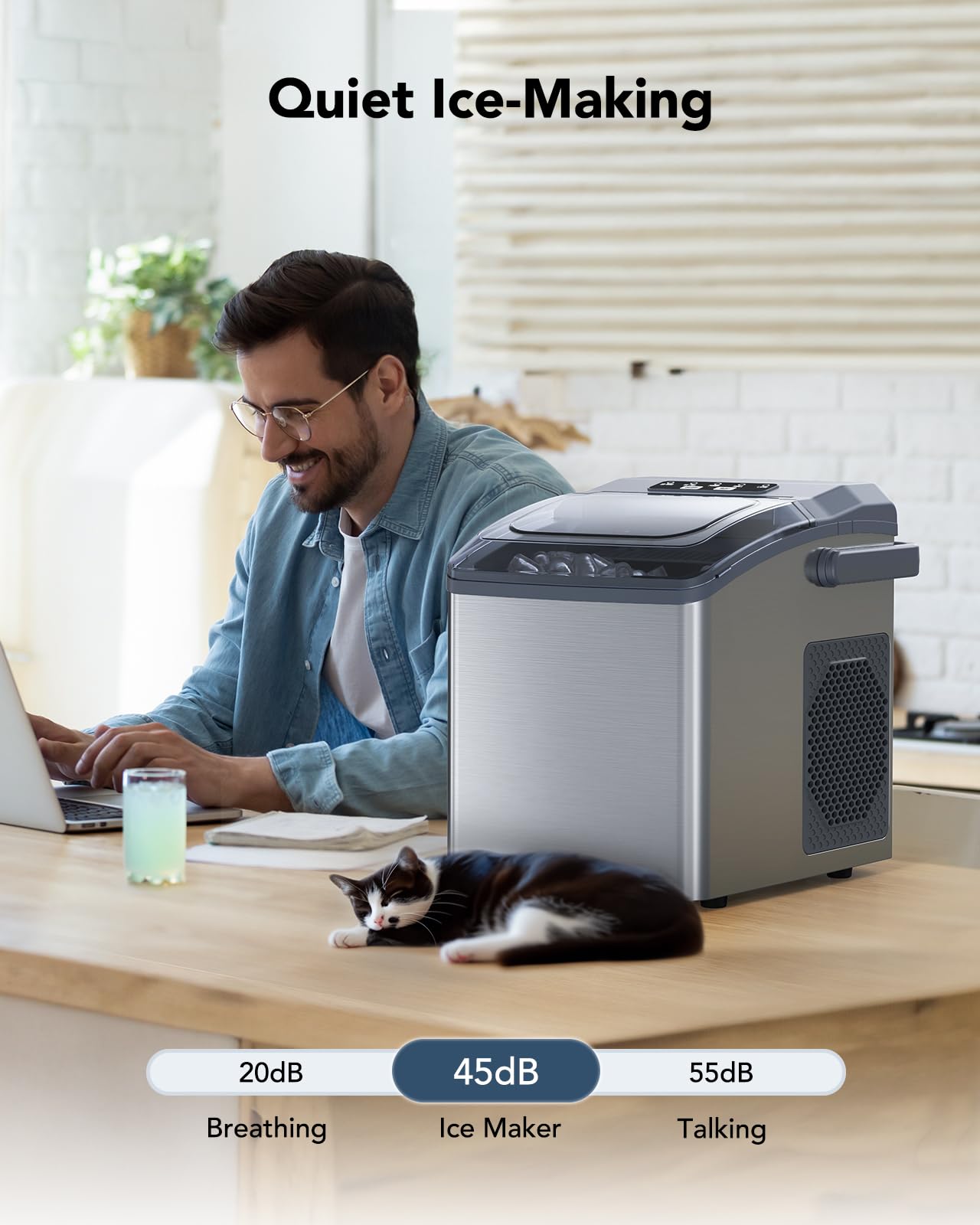 Fast 6-Minute Ice Maker Machine - 26 Lbs/24Hrs Countertop Ice Maker with 9 Bullet Ice & Self-Cleaning Function, Stainless Steel Portable Ice Maker for Home, Kitchen, Office, Party & Outdoor Use