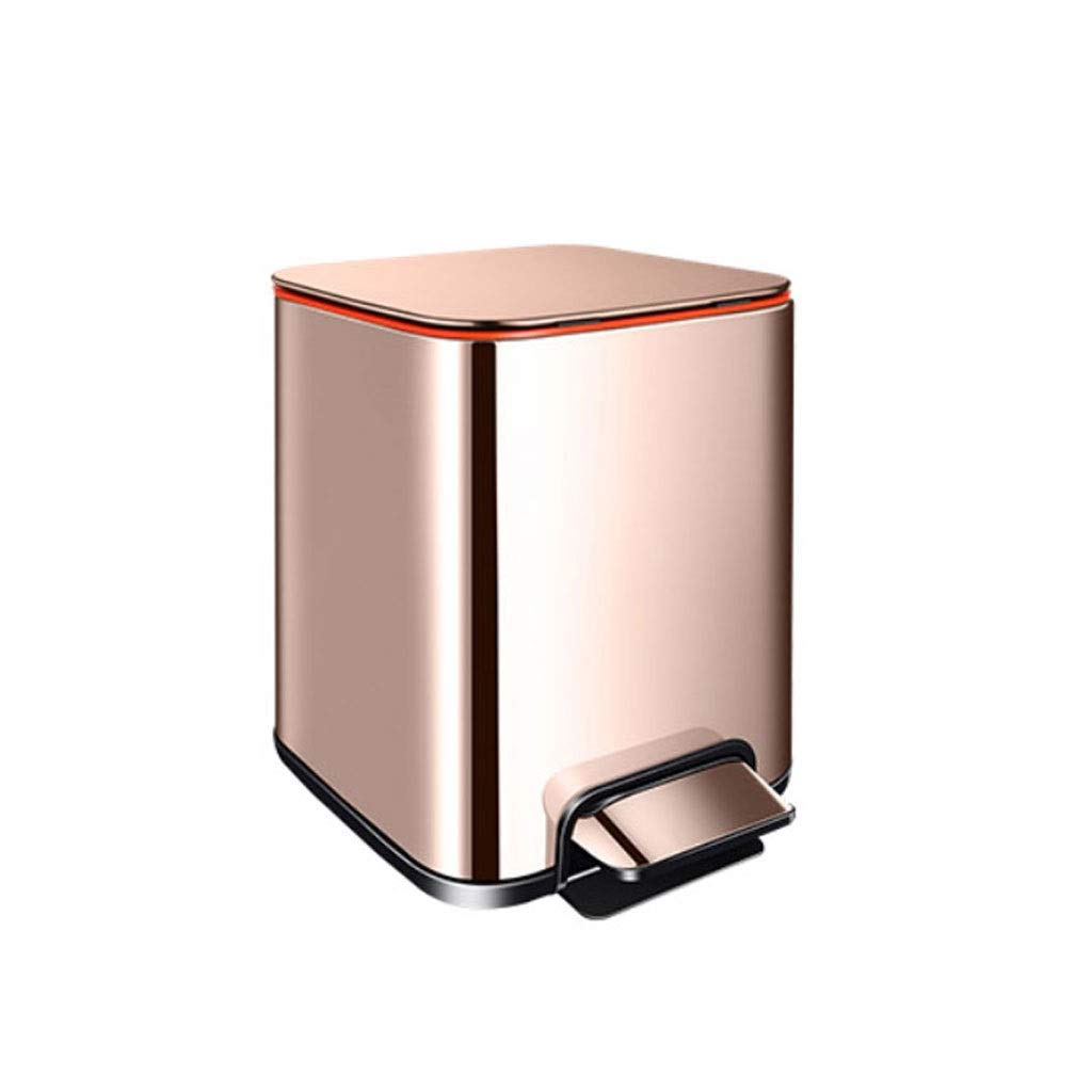 Stainless Steel Rose Gold Trash Can with Pedal - 9L Kitchen Waste Bin, Silent Step Garbage Can for Home & Office Recycling | Modern Touch-Free Design (Pink) - Perfect for Kitchen, Bathroom, Bedroom & Office Spaces