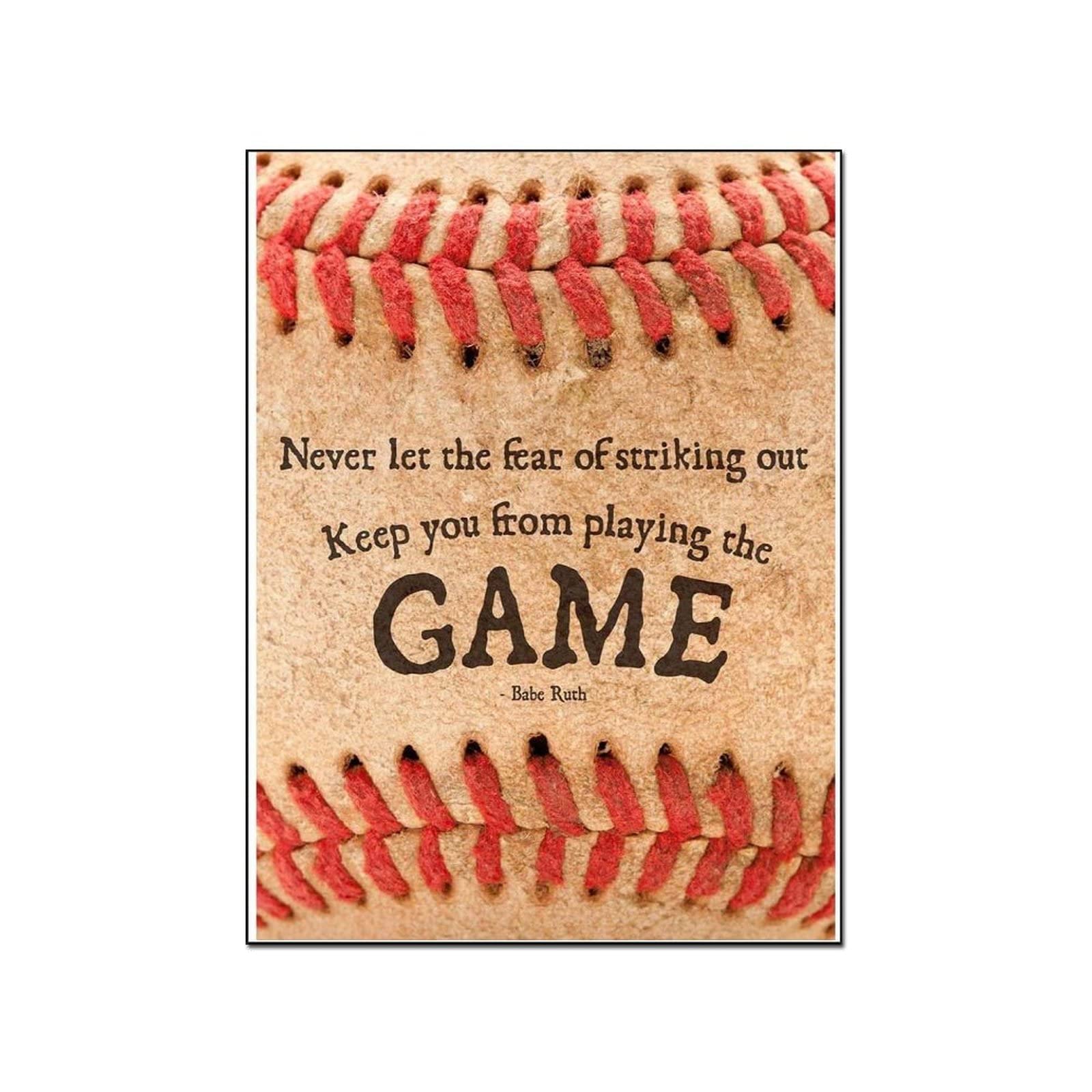 Baseball Inspirational Poster Frame - Never Let Fear of Striking Out Keep You from Playing The Game - Sports Wall Art Decor for Bedroom, Office & Man Cave - Motivational Baseball Player Gift