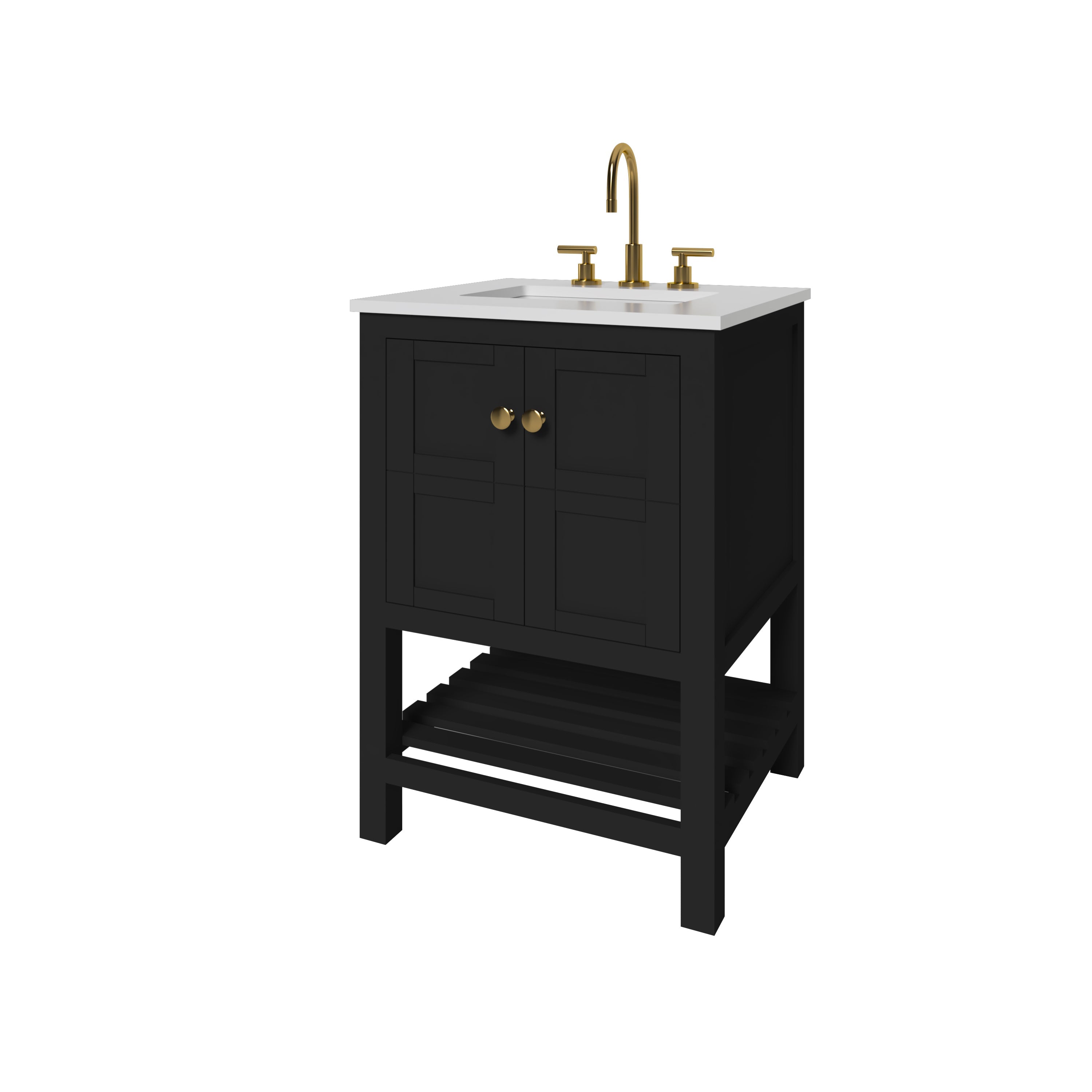 23.5 Inch Black Bathroom Vanity Cabinet Only - Modern Freestanding Sink Base for Small Bathrooms | Nearmé Dallas Collection | Perfect for Apartments, Guest Baths & Powder Rooms