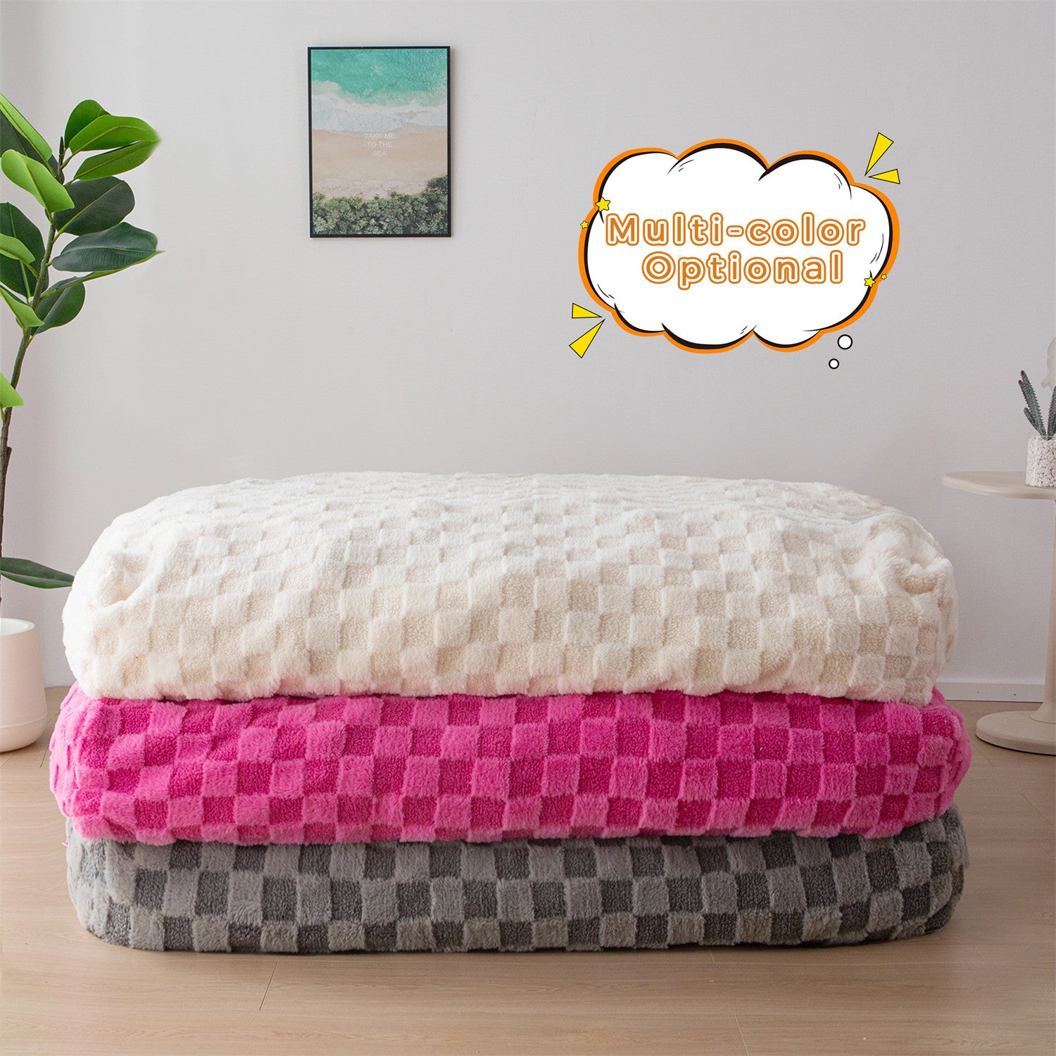 MAXYOYO Kids Bean Bag Chair Convertible to Bed - Soft Jacquard Shaggy Plush Removable Cover, Grey Plaid Design for Boys & Girls - Perfect for Playroom, Bedroom, Dorm or Lounge Area