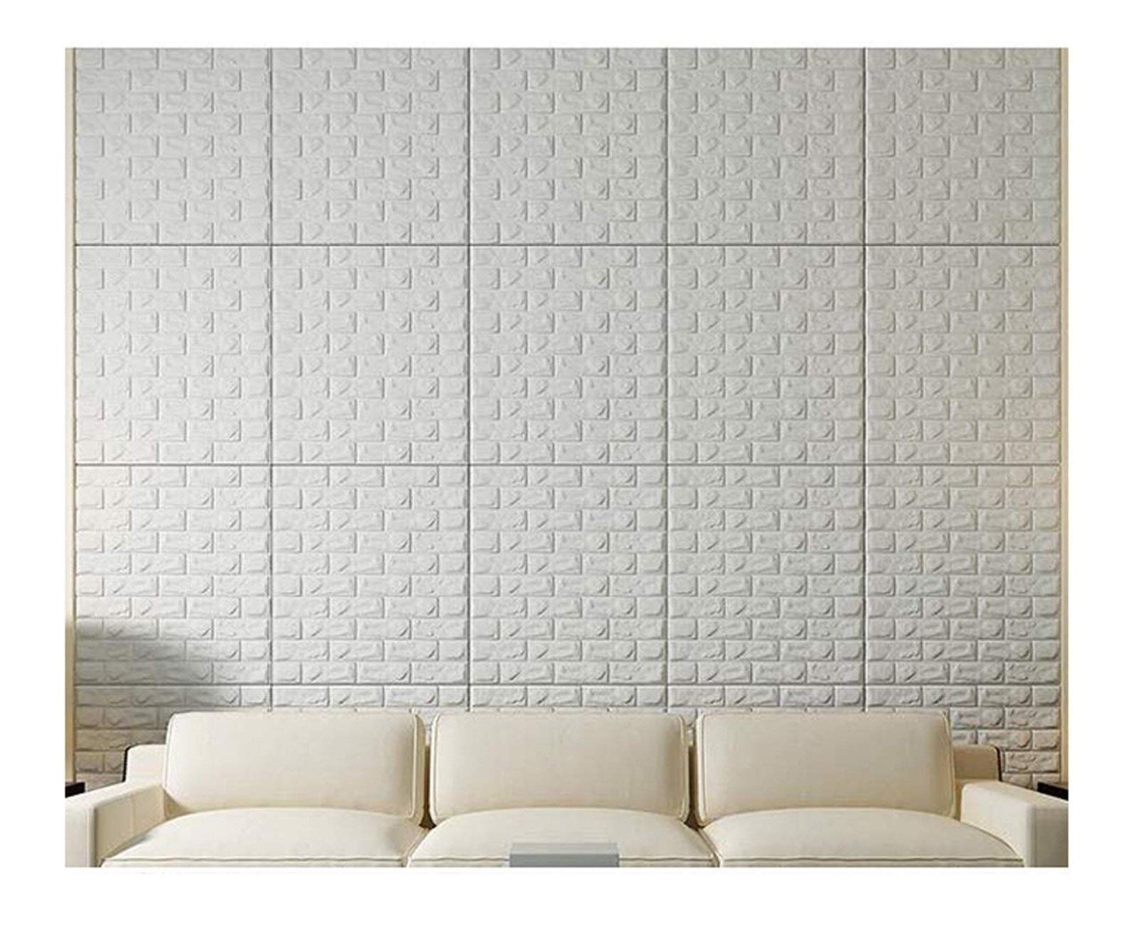 3D Peel and Stick Faux Brick Wallpaper - White Brick Wall Stickers, PE Foam Detachable Soundproofing Self-Adhesive Wallpaper (30.32inch) for Living Room, Bedroom, Bar & TV Wall - Easy DIY Home Decor Upgrade