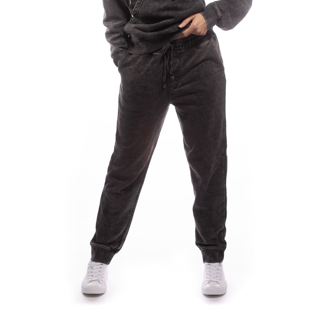 Eco-Friendly Upcycled Relaxed Jogger Pants for Women - Soft Mineral Black Lounge Pants | Perfect for Yoga, Running, Travel & Casual Wear
