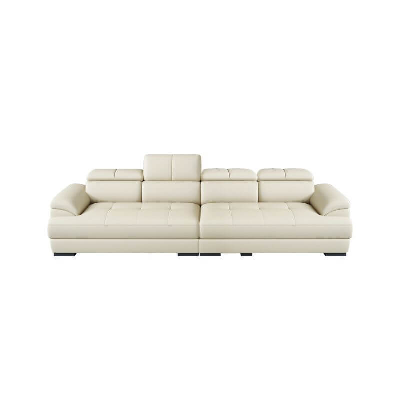 Mid Century Modern Leather Sectional Sofa with Cushion Back & Hidden Pocket Storage - Perfect for Living Room, Lounge & Home Theater Comfort