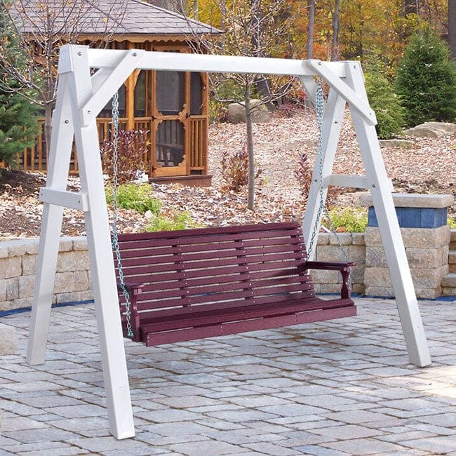 LuxCraft Rollback A-Frame Swing Set for Kids - Heavy Duty Outdoor Metal Playset with 2 Bucket Seats & Trapeze Bar - Perfect for Backyard, Park, and Playground Fun