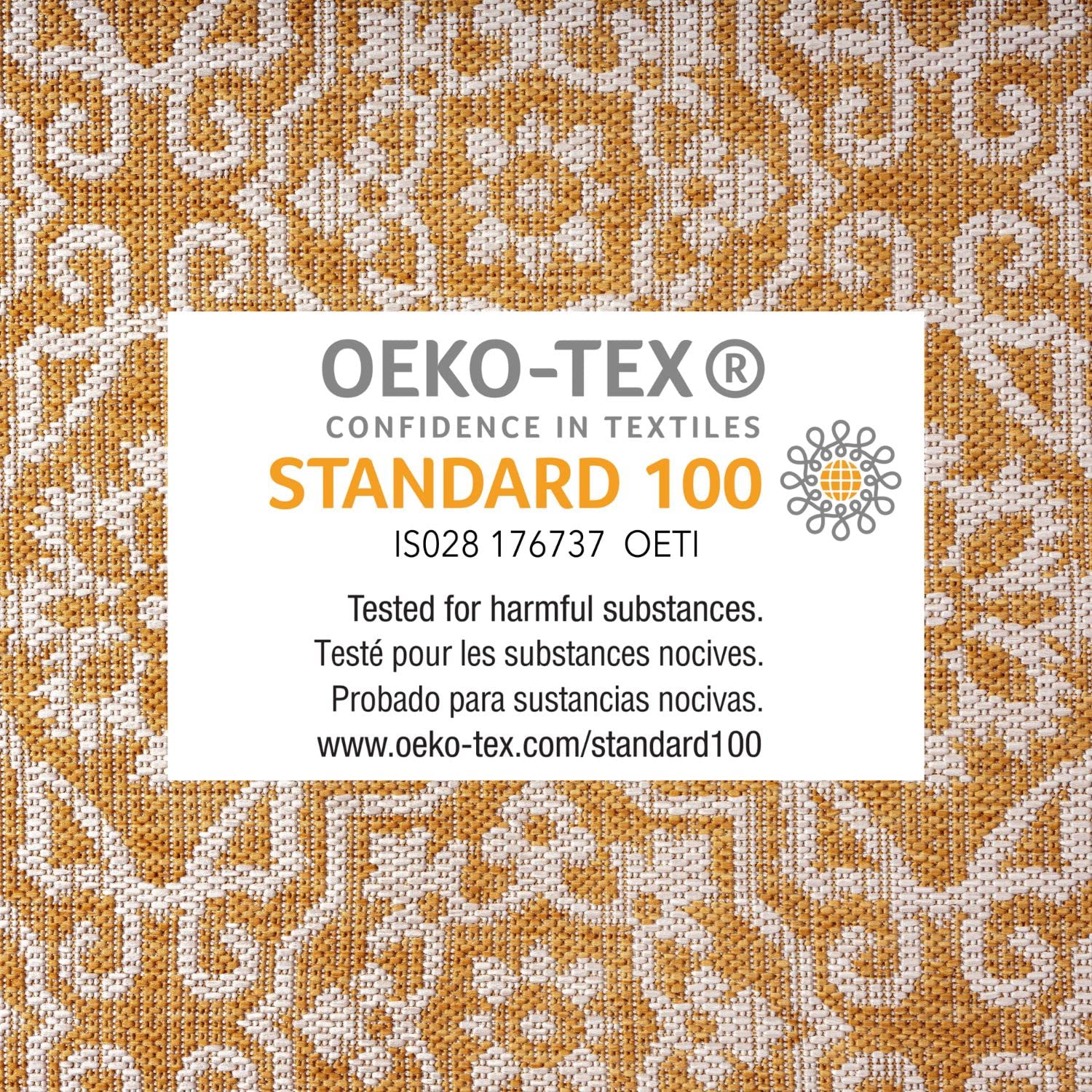 Nicole Miller New York Patio Country Danica Transitional Geometric Indoor/Outdoor Area Rug - Yellow & White - 6'6