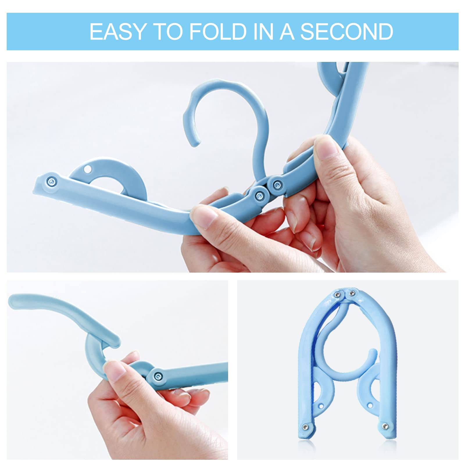 12 Pack Portable Folding Travel Hangers - Lightweight Space-Saving Clothes Hangers for Home, Hotel & Vacation (3 Colors) | Perfect for Suitcase, Closet & Laundry Drying