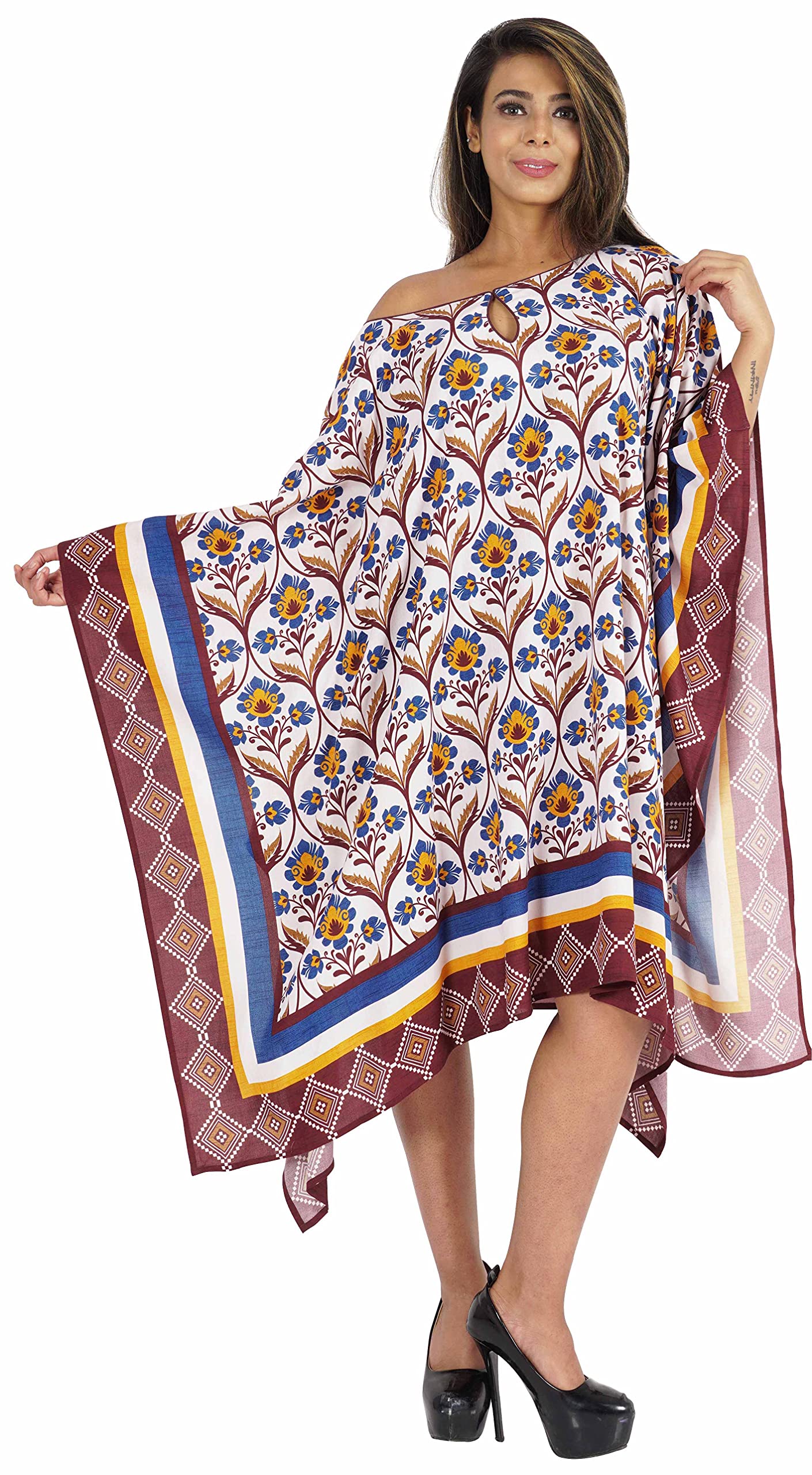 Women's Moomaya Loose Beach Kaftan Dress - Casual Caftan Swimsuit Cover Up for Summer Vacation, Pool Party & Boho Outfit