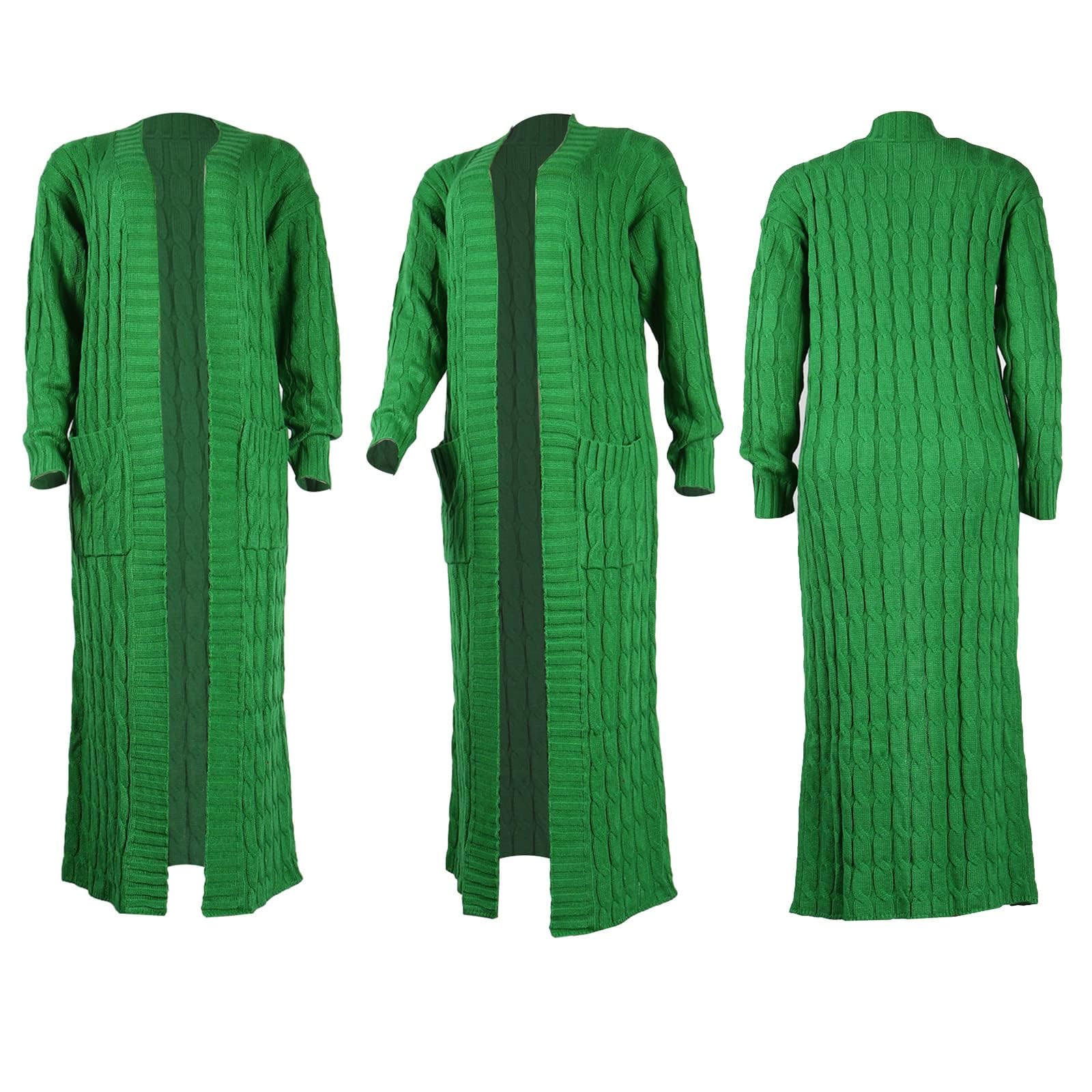 JEKYUARA Women's Chunky Knit Maxi Cardigan Sweater - Long Open Front Coat with Pockets | Cozy Winter Layering for Office, Travel & Casual Outfits
