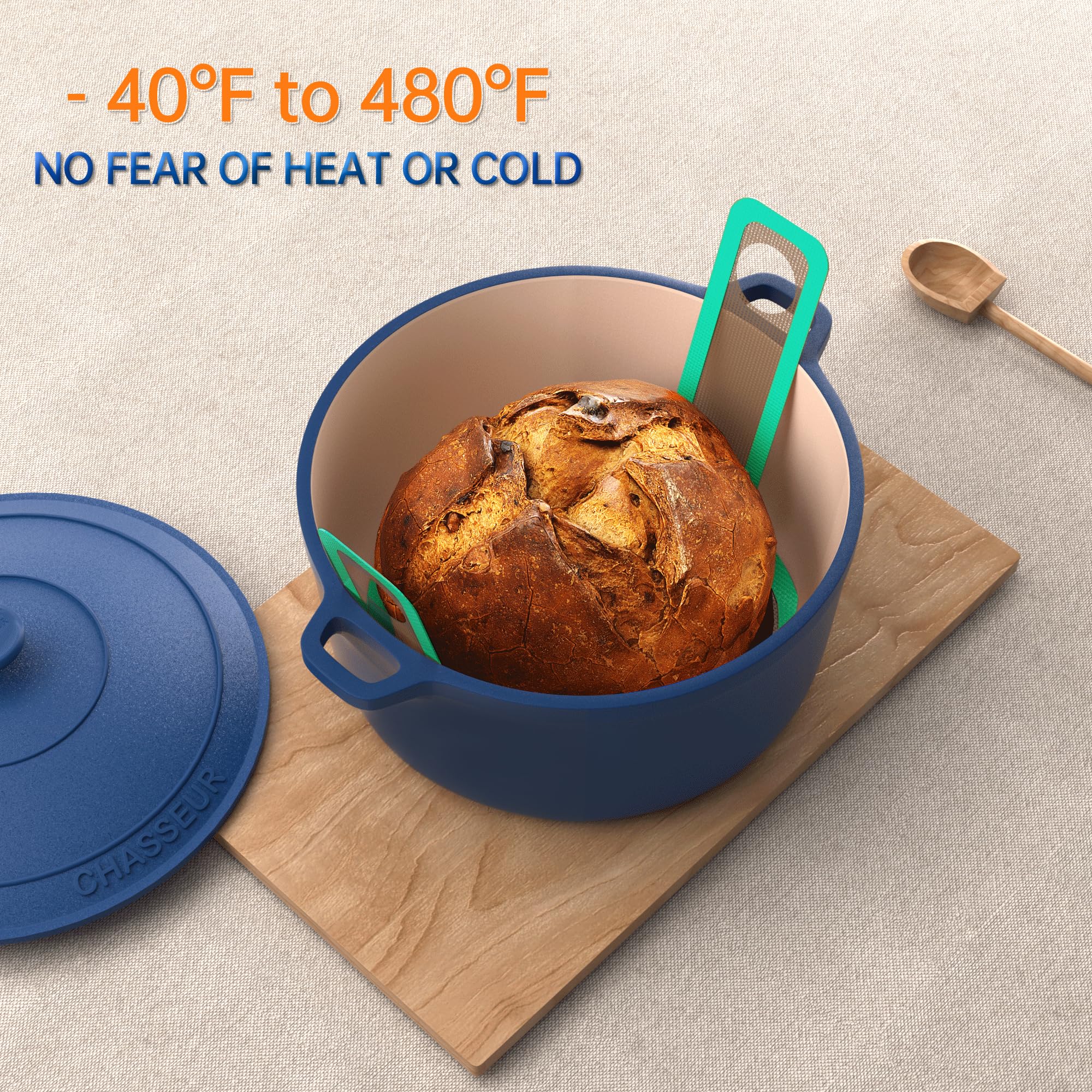 GUYDREMAT Bread Sling - Premium Silicone Baking Mat for Sourdough Bread, Dutch Oven Liner - 2-Piece Set with Storage Band - Non-Stick, Heat-Resistant for Perfect Homemade Bread Baking - Ideal for Artisan Loaves, Baguettes, and Rustic Breads