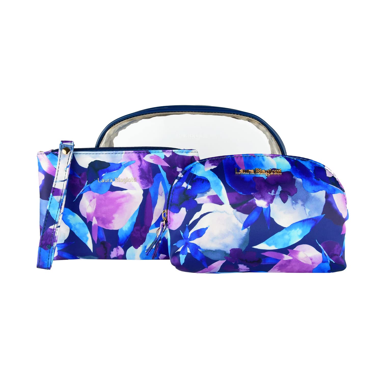 Laura Biagiotti Women's 3-Piece Waterproof Travel Cosmetic Set - Makeup Bag, Clutch & Beauty Case with Gift Box | Perfect for Travel, Bridal Shower & Daily Organization