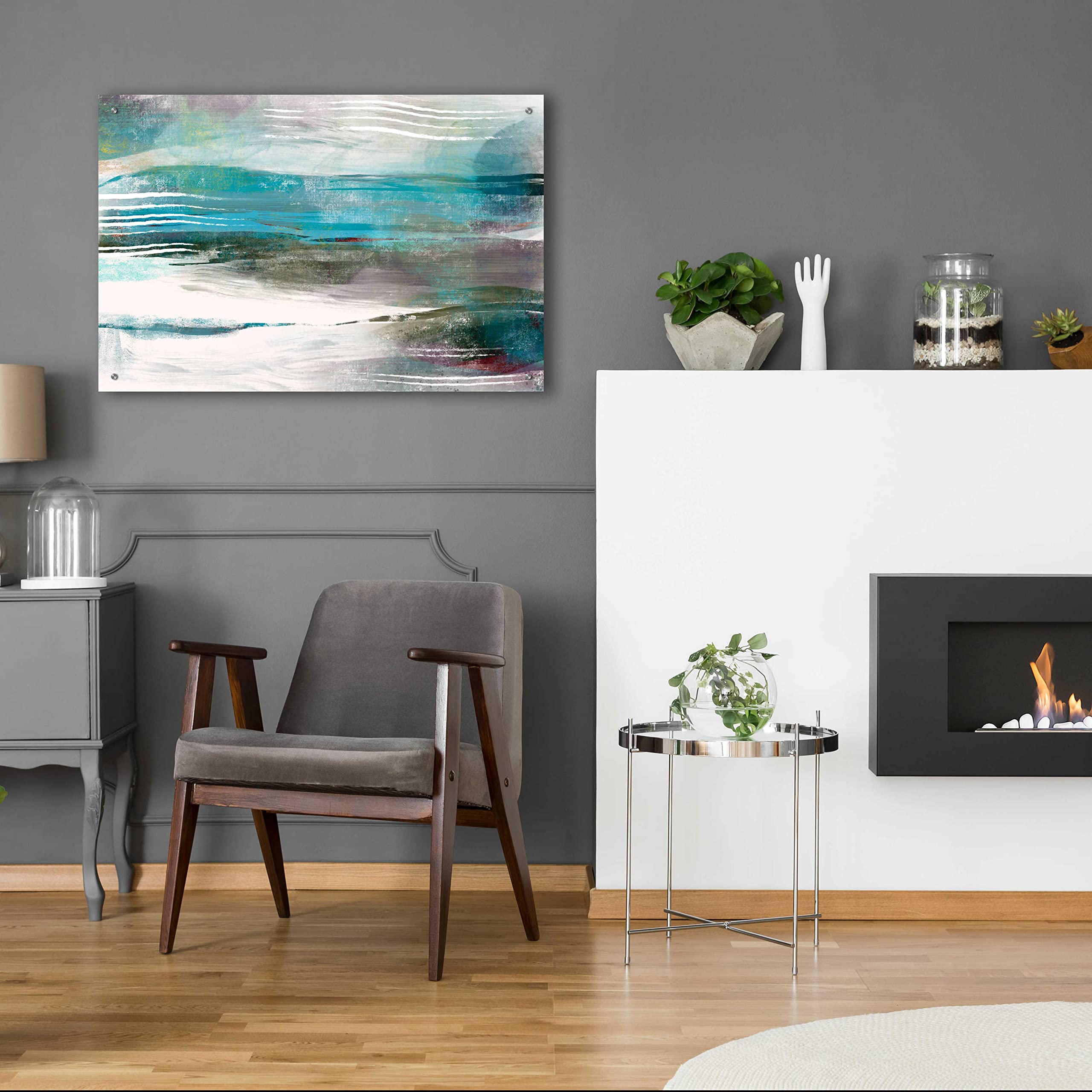 Delores Naskrent 'Water Flow' Acrylic Glass Wall Art - 36x24 Inches Modern Abstract Painting for Living Room, Bedroom & Office Decor