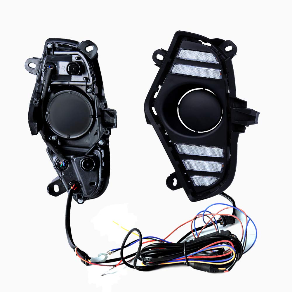 TOYOTA RAV4 2019 2020 LED Daytime Running Lights - White Ice Blue DRL with Yellow Turn Signal, Complete Kit (Bezel/Wiring/LED Bulbs) | Perfect for Night Driving & Enhanced Visibility