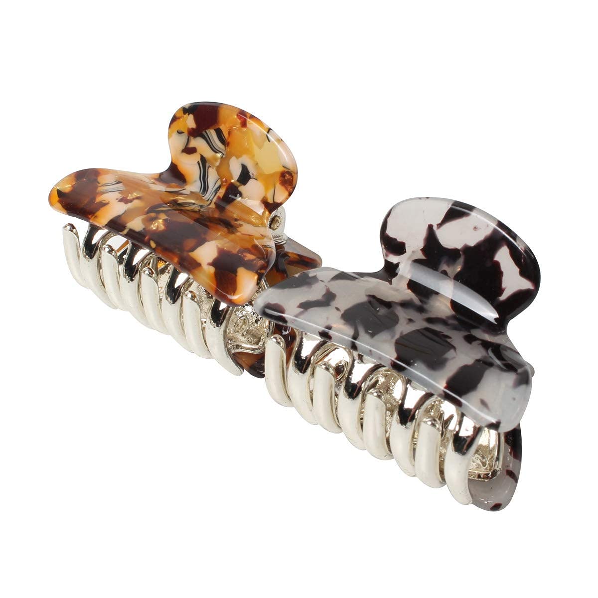 ASG 1.57 Inch Small Acrylic Hair Claw Clips for Women & Girls - Marble Design Non-Slip Grip Plastic Hair Clips - Pack of 2 - Perfect for School, Work, Travel & Everyday Hairstyles