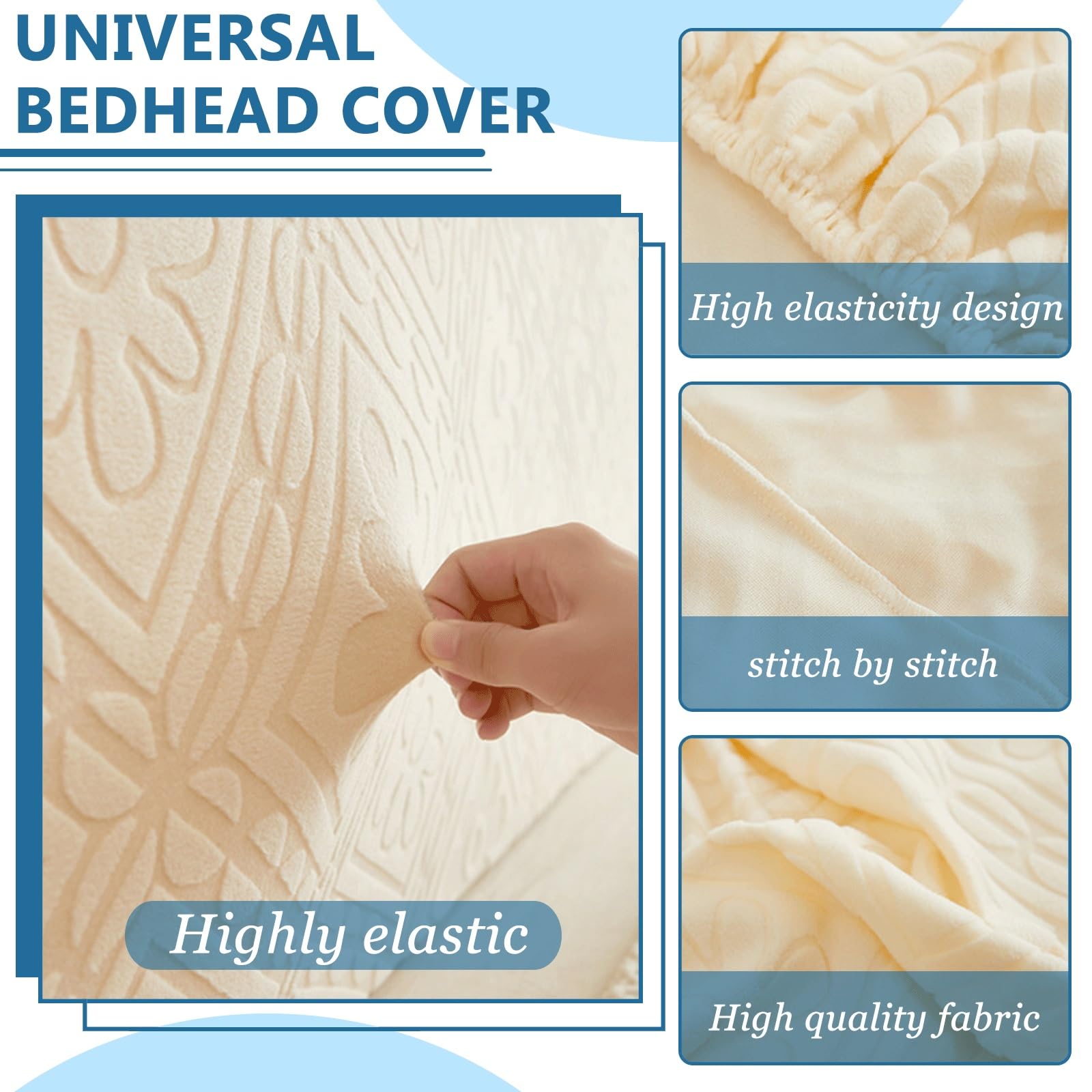 Quilted Headboard Cover for Full, Queen & King Size Beds - Thick Dustproof Headboard Slipcover Protector (67-75 inch/170-190cm) - Perfect for Bedroom Decor & Dust Protection