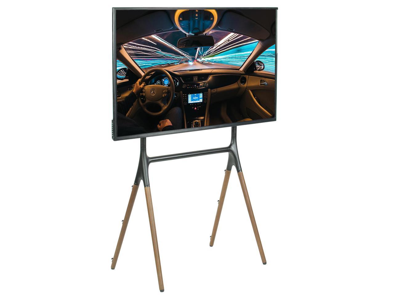 VIVO Adjustable TV Stand Easel for 49-70 Inch LED LCD Screens, 4-Leg Wood & Black Display Stand Holds Up to 88 lbs - Perfect for Living Room, Bedroom or Studio (Model: STAND TV70A) (Open Box)