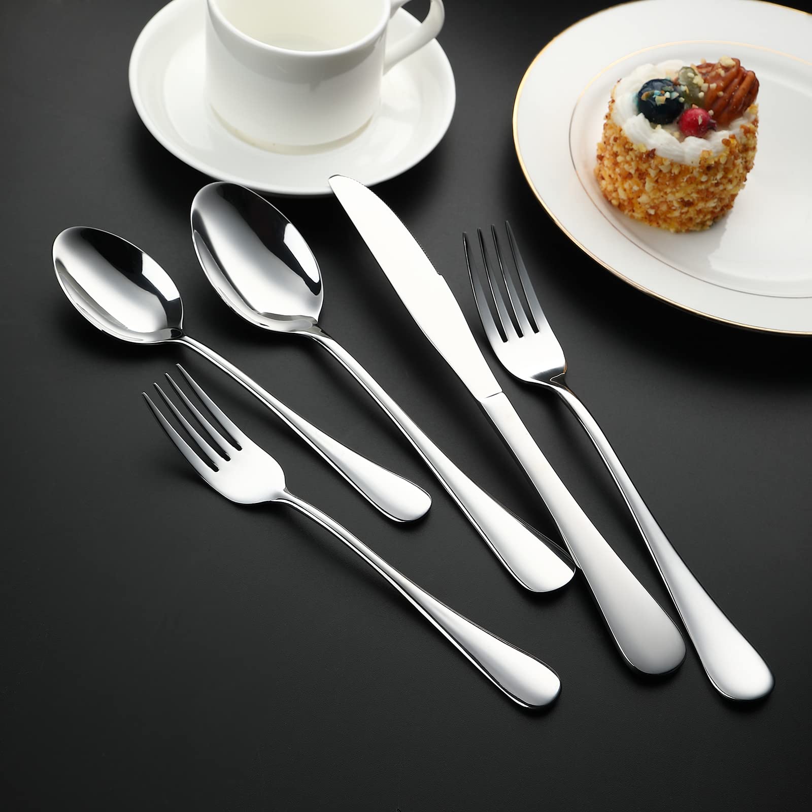 8-Piece Stainless Steel Dinner Forks Set - Mirror Polished, Dishwasher Safe, 8.05 Inch Modern Flatware Cutlery for Home, Restaurant & Party Dining
