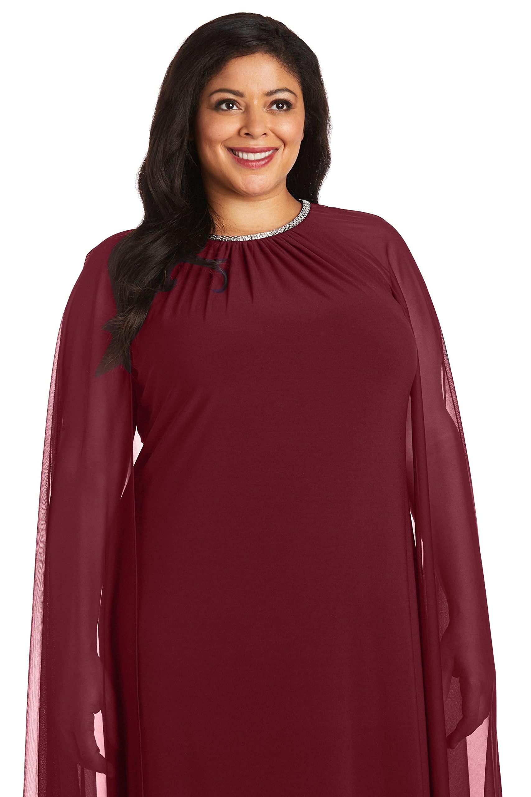 R&M Richards Women's Cape Sheath Evening Gown - Mother of The Bride Dress, Missy & Plus Size Formal Gown for Weddings, Galas & Special Occasions