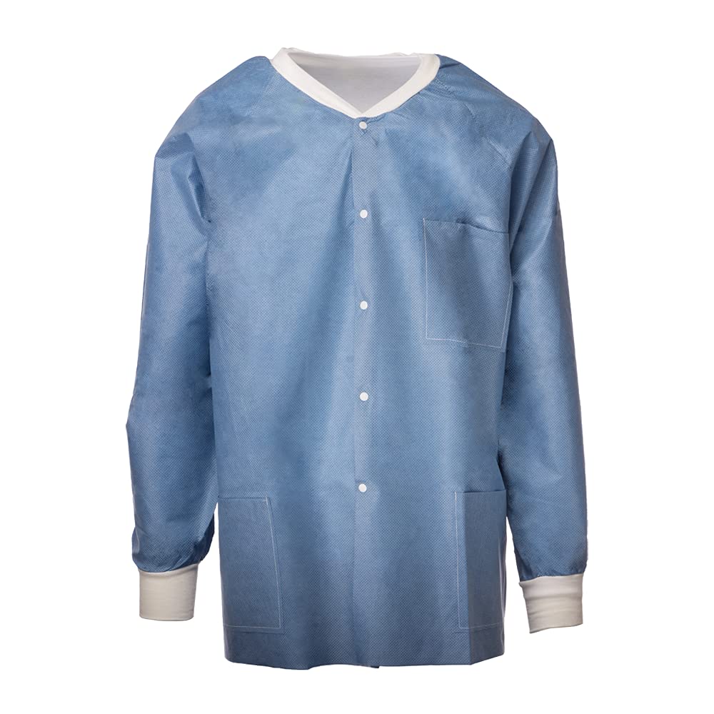 TRONEX 50 Pack Disposable Lab Coats - Unisex Long Sleeve Lab Jackets for Medical, Dental, Tattoo & Food Service (Medium Size) - Ideal for Healthcare Workers, Scientists & Sanitation Professionals