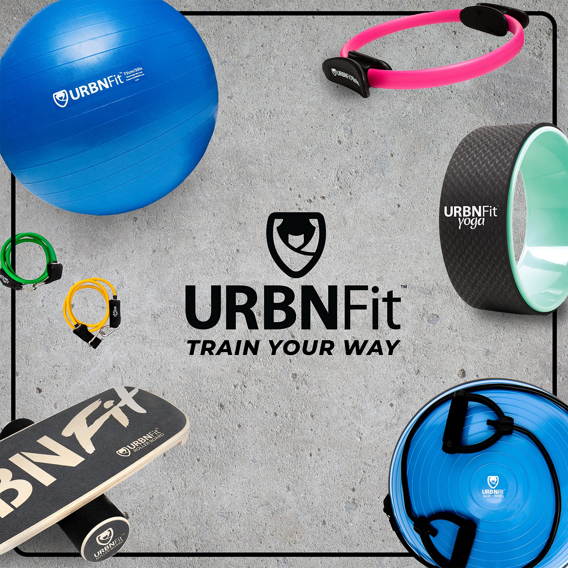 URBNFit Half Balance Ball - Core Stability & Full Body Workout Yoga Ball for Home Gym, Includes Resistance Bands, Pump & Exercise Guide - Perfect for Yoga, Pilates, Physical Therapy & Fitness Training