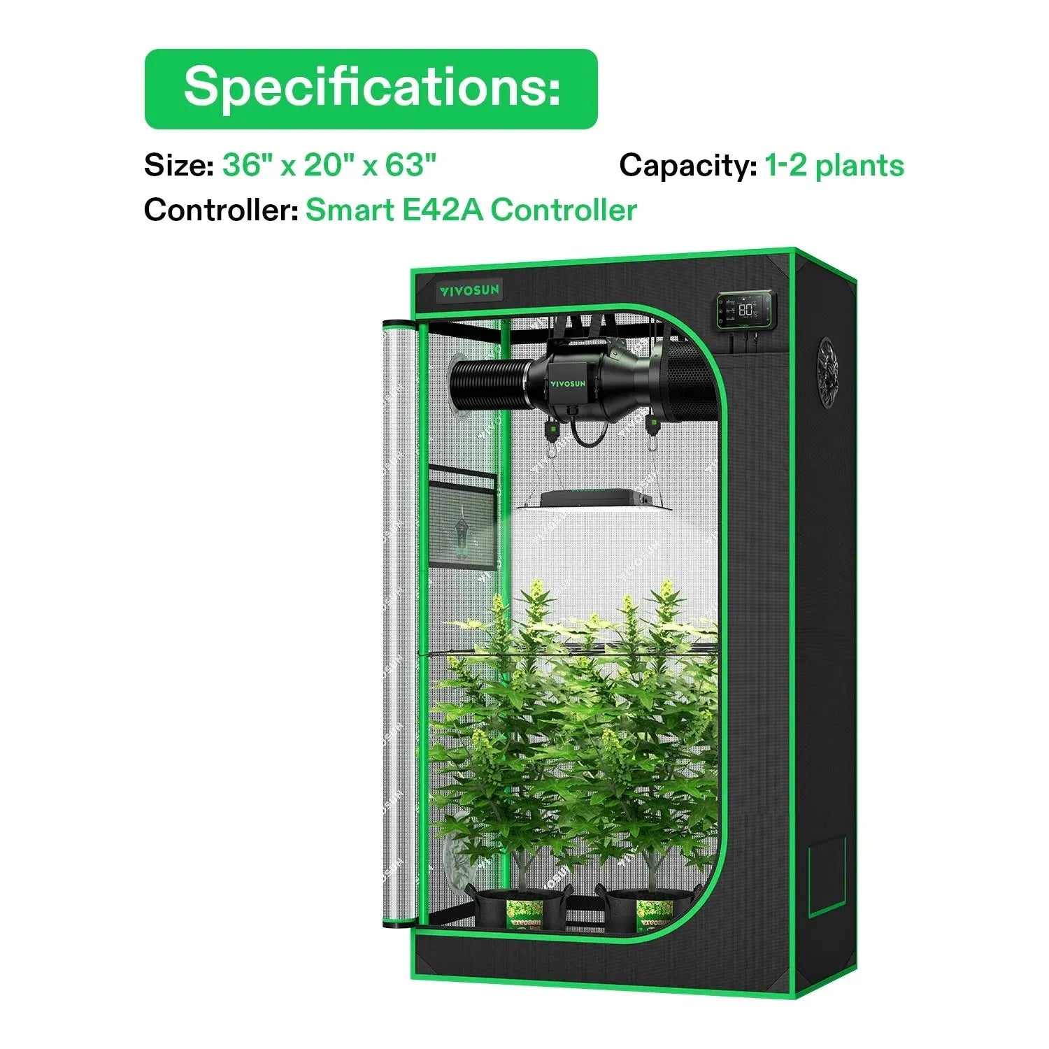 Vivosun Smart Grow Tent Kit for Indoor Plants - 2' x 3' Hydroponic Grow System with LED Lights & Ventilation - Perfect for Home Gardening, Seed Starting, and Herb Cultivation