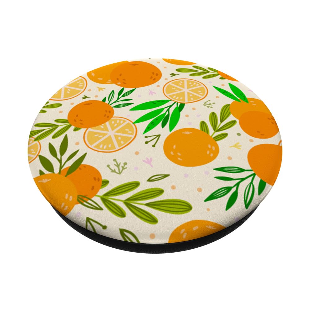 Orange Fruit Slices Pattern Summer Food Citrus Fruit Oranges PopSockets PopGrip - Swappable Phone Grip with Adhesive for iPhone, Samsung & Tablets - Perfect for Summer, Beach & Outdoor Activities