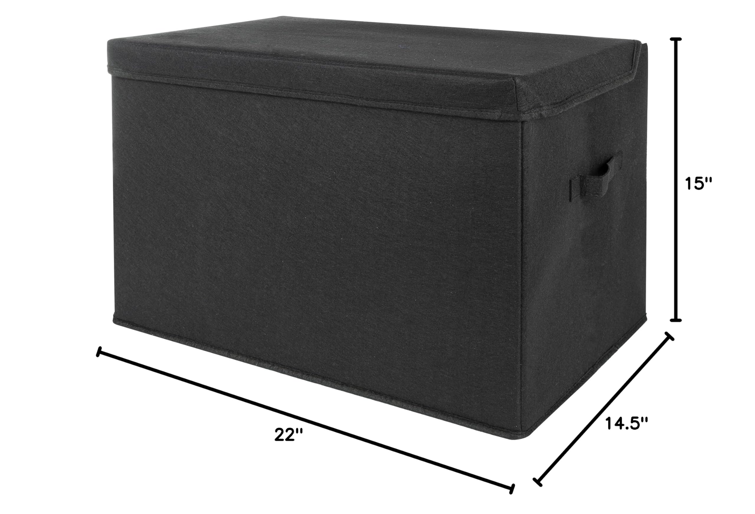 Sammy & Lou Collapsible Felt Toy Storage Box with Handles & Hinged Lid - 22 x 14.5 x 15 Inches - Black - Perfect for Kids Room Organization & Toddler Toy Storage