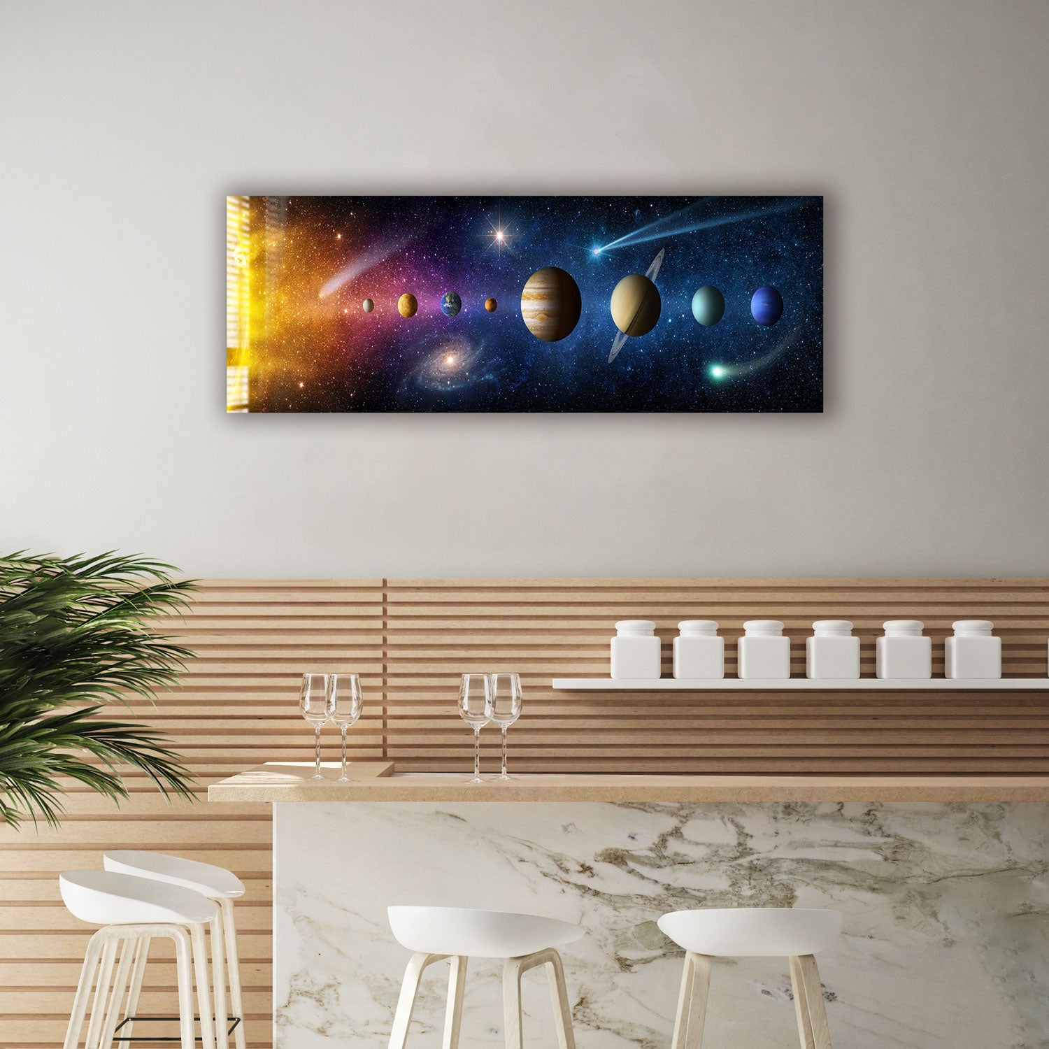 Solar System Panoramic Wall Art - Stunning Space Decor for Home, Office & Classroom - Perfect for Astronomy Lovers & Science Enthusiasts