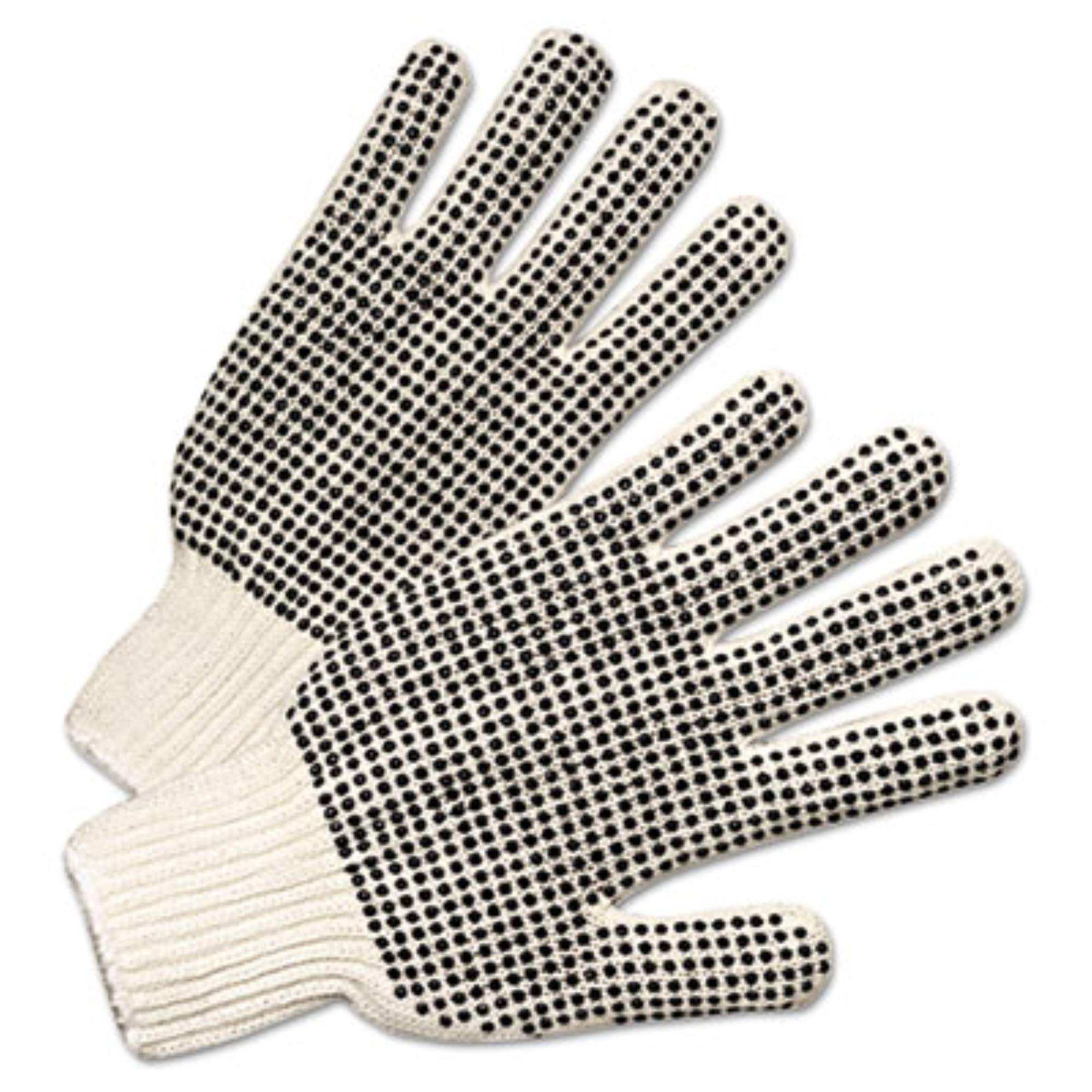PVC Dot String Knit Gloves - Black Regular Weight Work Gloves for Construction, Gardening, and Outdoor Activities