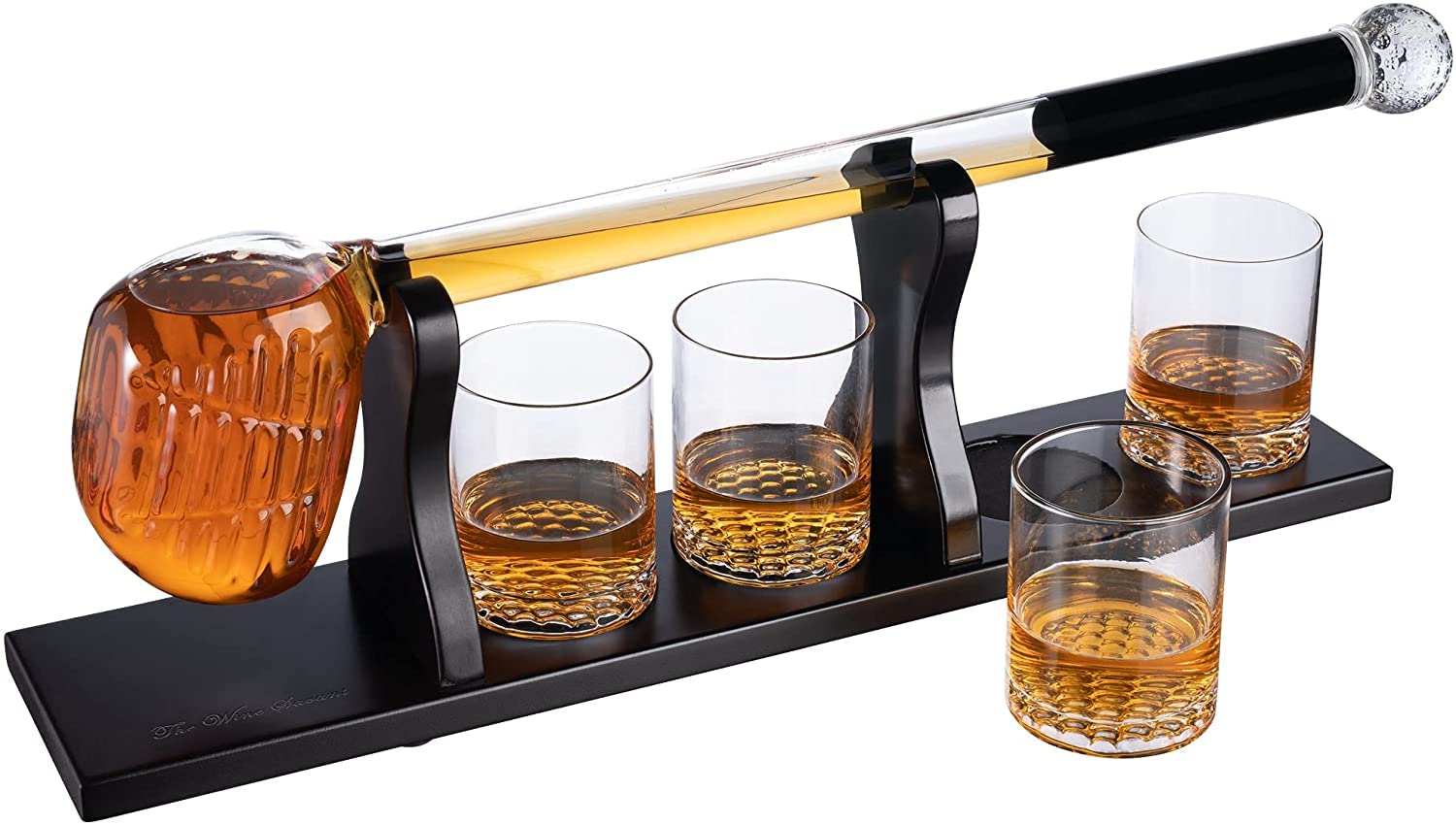 Premium Golf Club Whiskey Decanter Set with 4 Crystal Glasses - Unique Bourbon & Scotch Decanter Gift for Men - Perfect Golf-Themed Liquor Serving Set for Dad - Ideal for Home Bars, Man Caves, and Golf Enthusiast Gifts