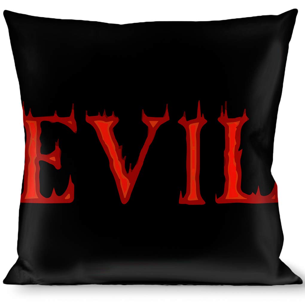 Evil Flaming Decorative Throw Pillow Cover - Gothic Black & Red Cushion for Halloween, Horror Theme Bedroom, or Dark Aesthetic Home Decor