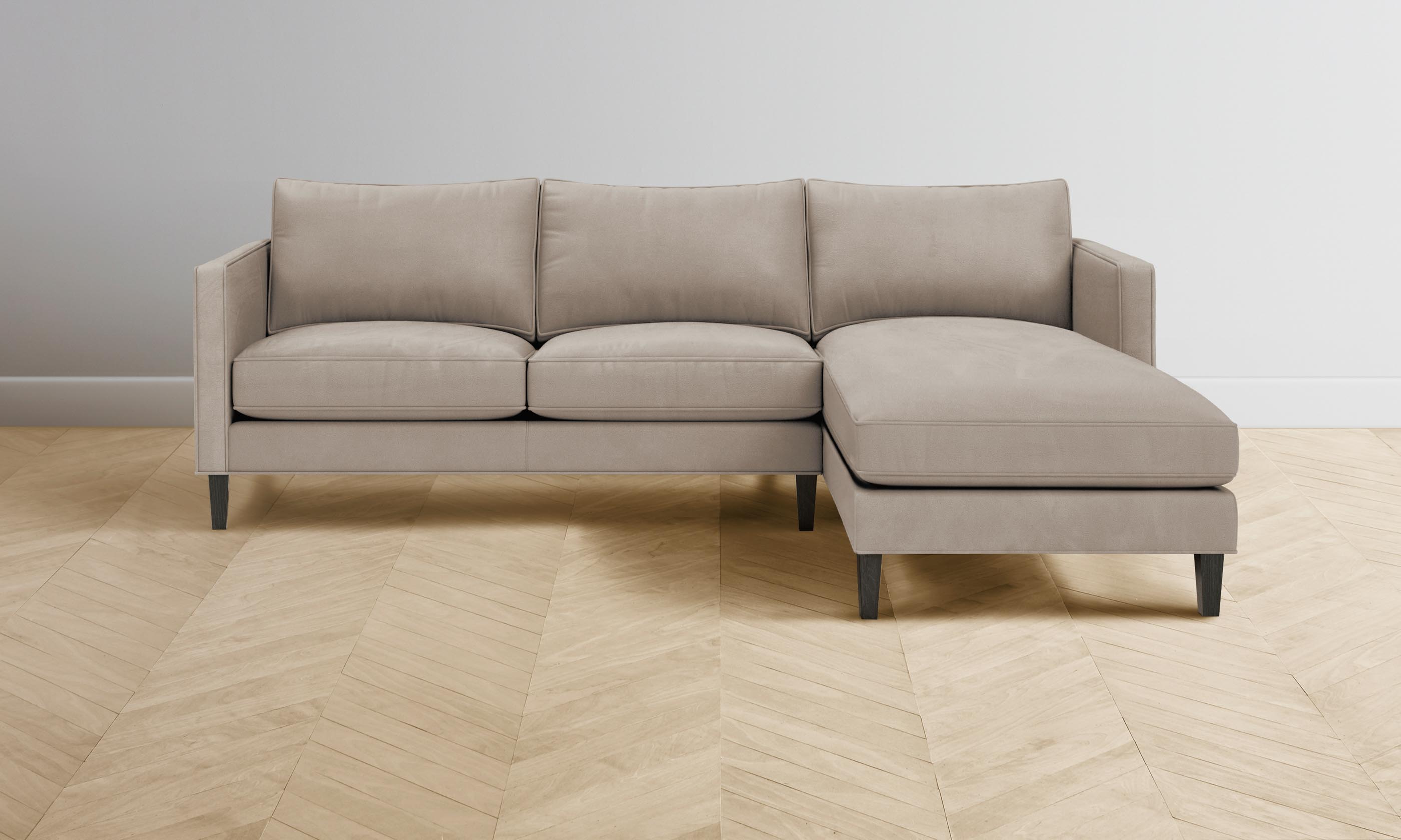 Premium Crosby Sectional Sofa in Soft Nubuck Leather - Fawn Color for Living Room & Family Room Comfort