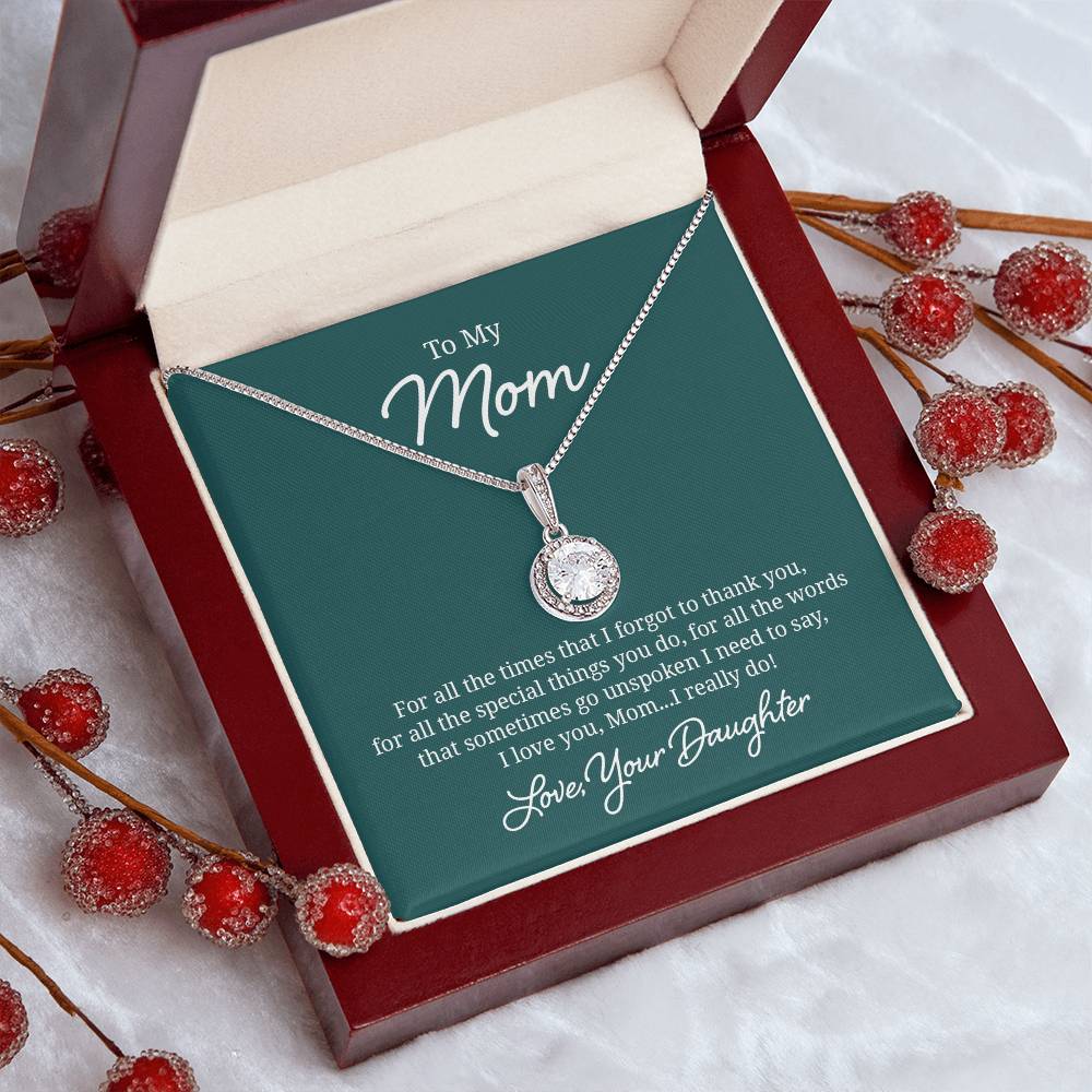 Elegant Jewelry Gift for Mom - Heart Pendant Necklace from Daughter | Perfect for Mother's Day, Birthday & Anniversary Gifts