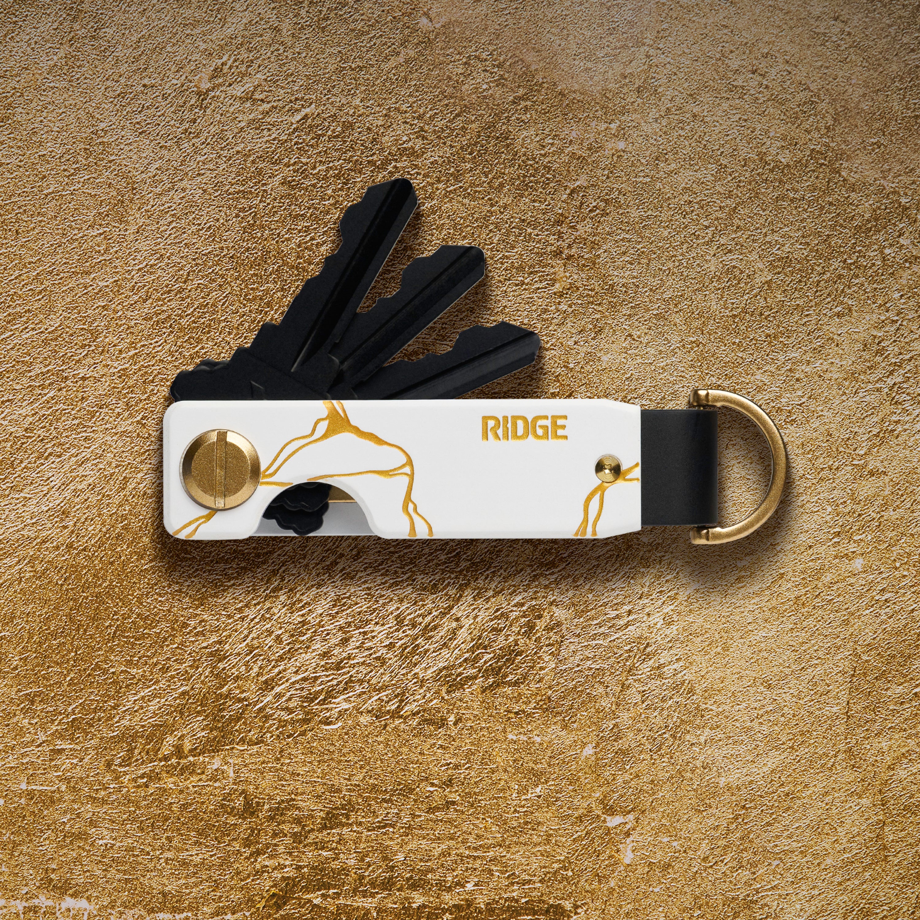 Ridge KeyCase Kintsugi White - Stylish and Durable Key Holder for Everyday Use, Travel, and Organization
