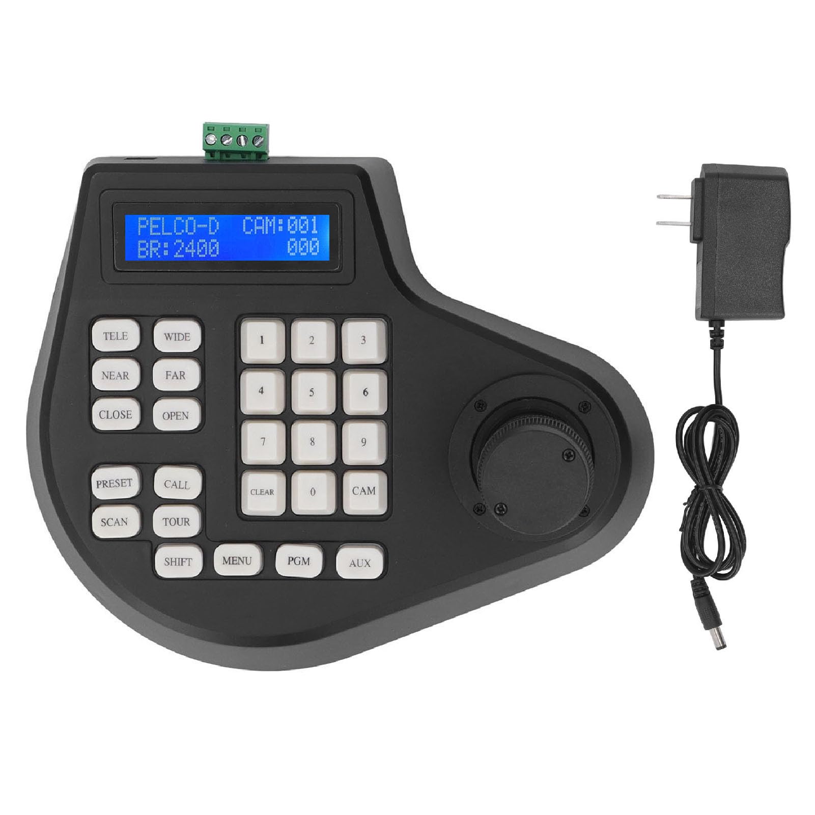 PTZ Camera Controller Keyboard with LCD Display - 100-240V ABS Dome Camera Controller, 4D Joystick for Surveillance Systems - Compatible with Standard Protocols (US Plug) - Ideal for Security Monitoring, Live Streaming & Conference Room Setup