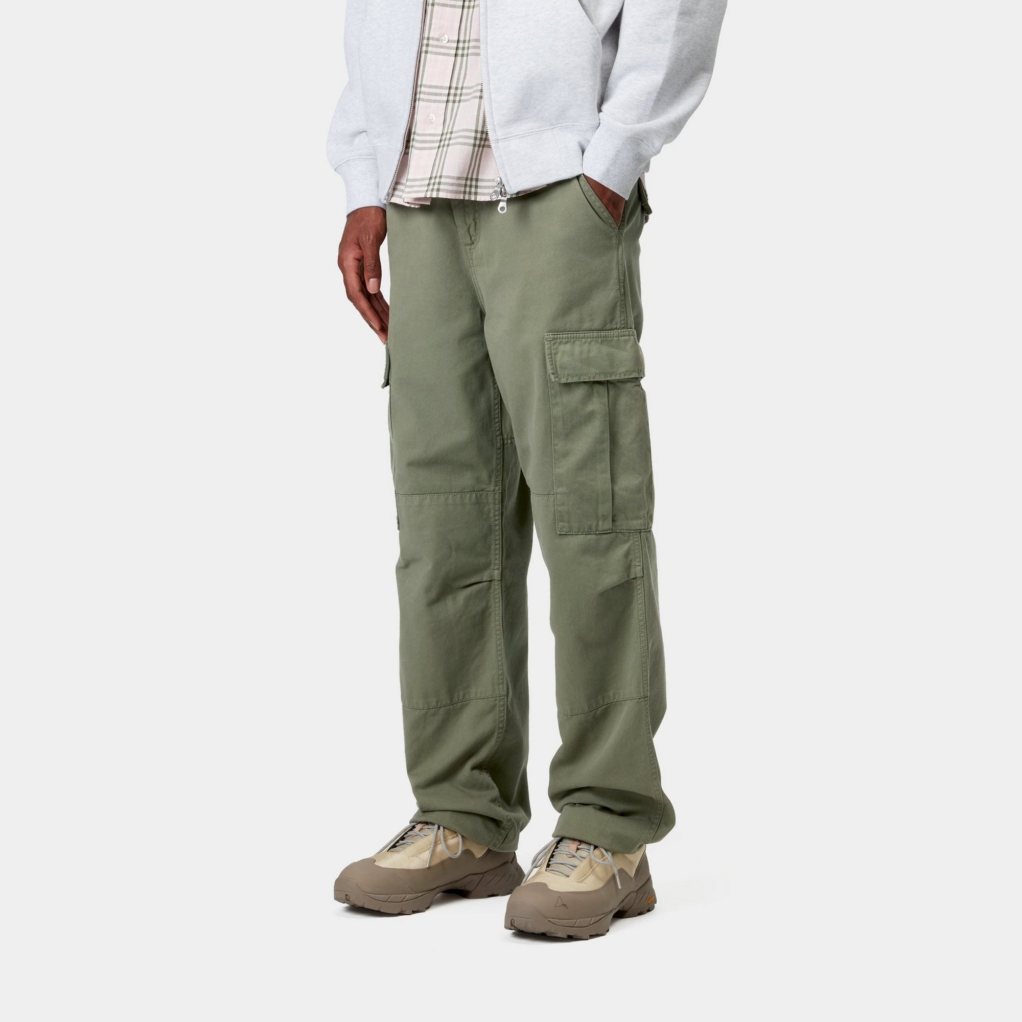 Durable Regular Cargo Pants for Men - Garment Dyed Twill Work Pants in Dollar Green | Outdoor Hiking, Workwear & Casual Everyday Wear