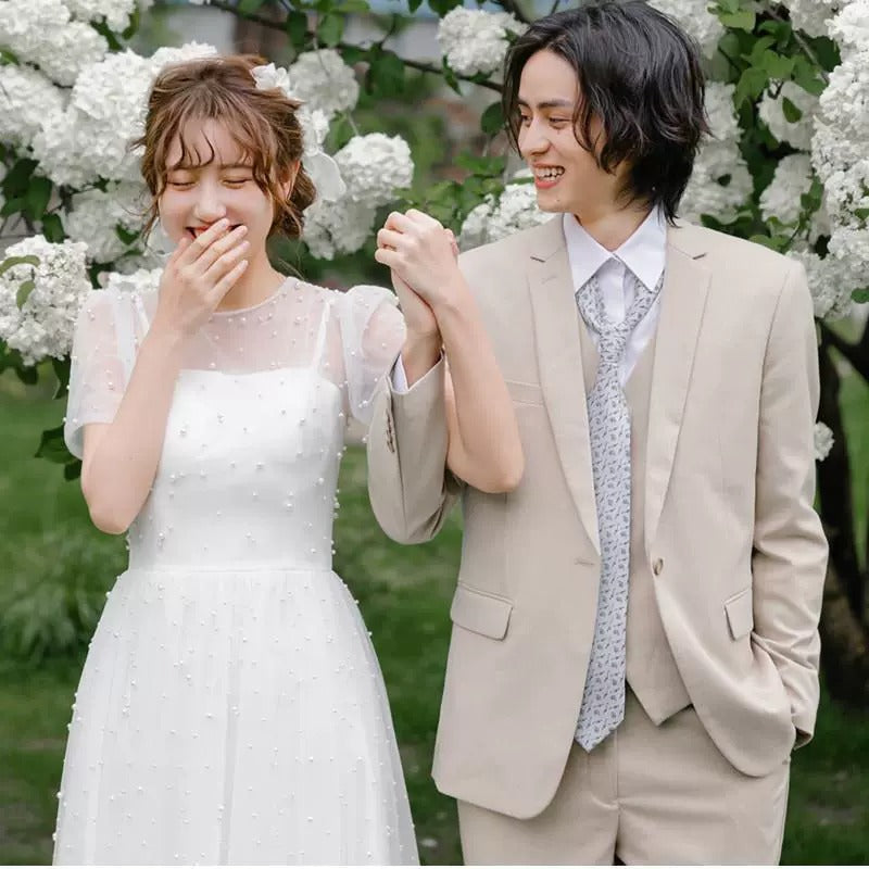 2025 Spring Mori Light Wedding Dress for Women - Romantic Engagement & Bridesmaid Dress with Suspenders, Medium & Long Length, High-End Bridal Gown | Perfect for Beach Weddings, Garden Ceremonies, and Formal Receptions