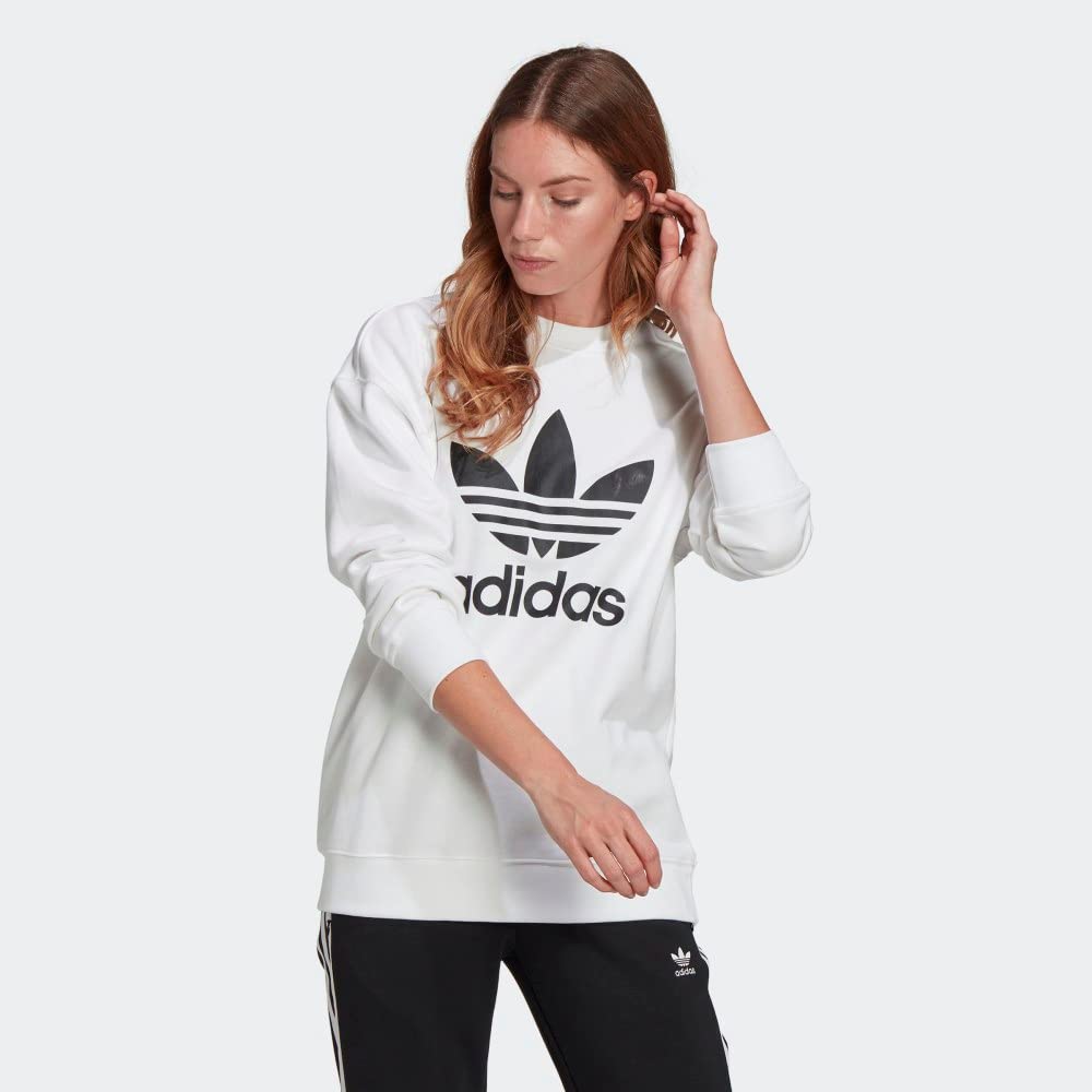 Adidas Originals Women's Trefoil Crew Sweatshirt - Comfortable Casual Pullover for Everyday Wear | Gym, Lounge & Street Style Outfits